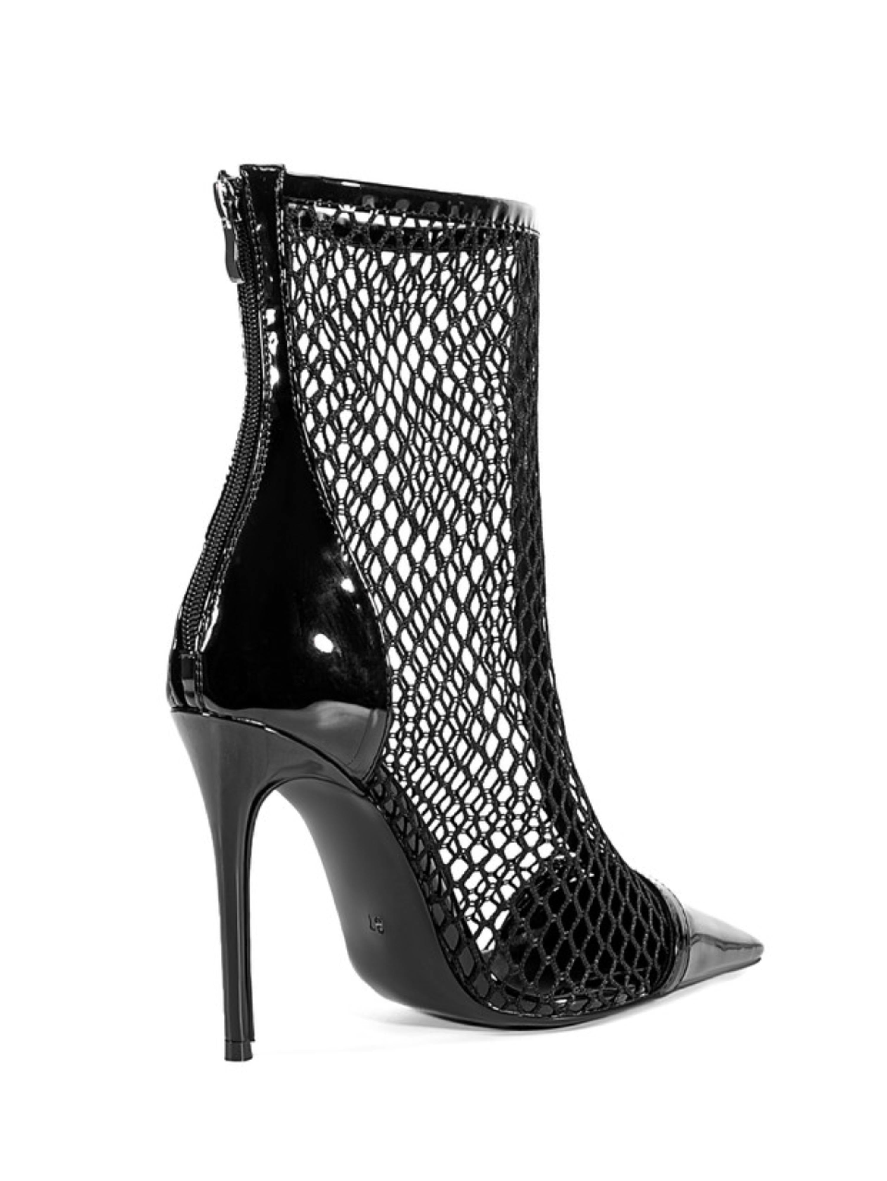 Black Fishnet High-Heel Ankle Boots for Women