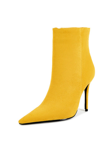 Yellow High-Heel Stiletto Women's Ankle Boots