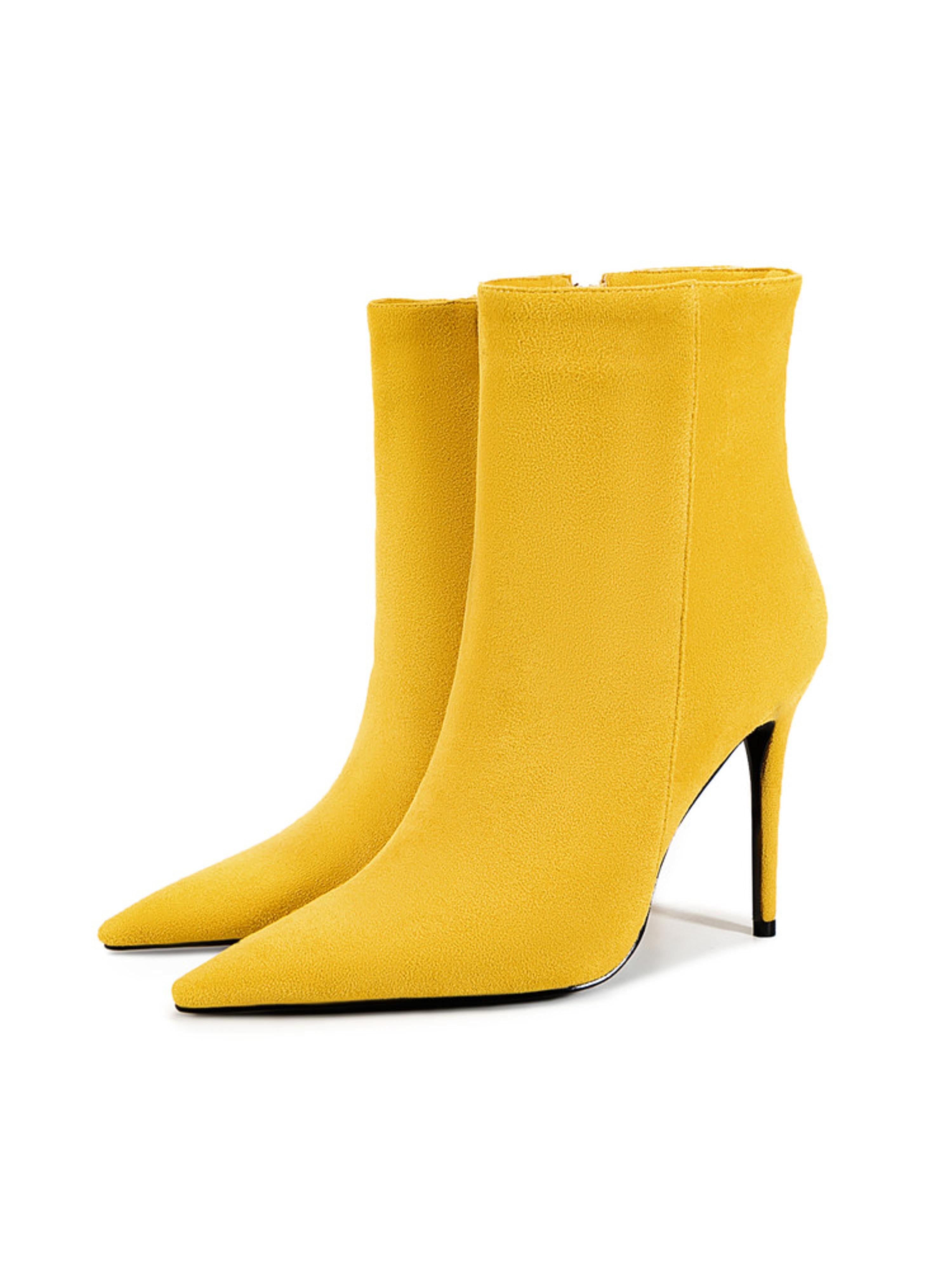 Yellow High-Heel Stiletto Women's Ankle Boots