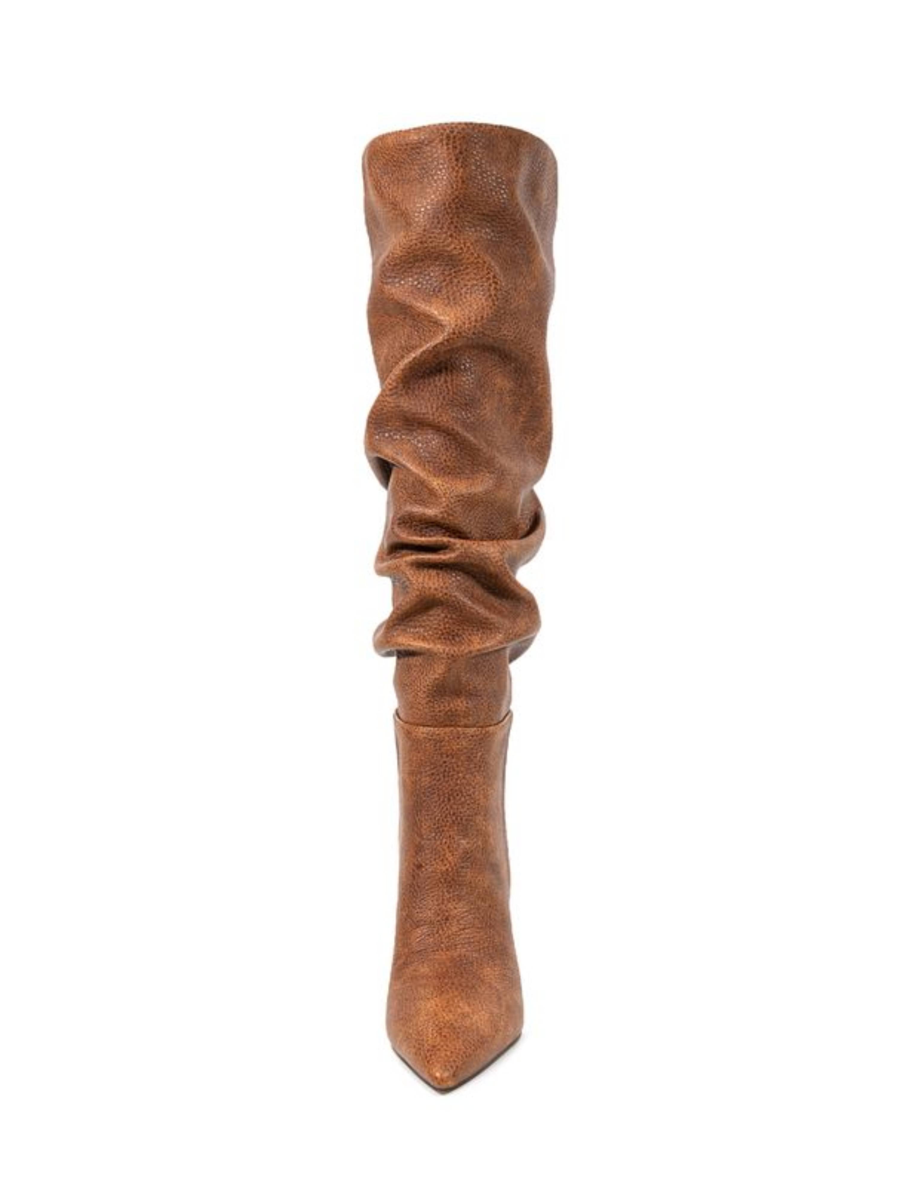 Brown Slouchy Women Mid-Calf Boots