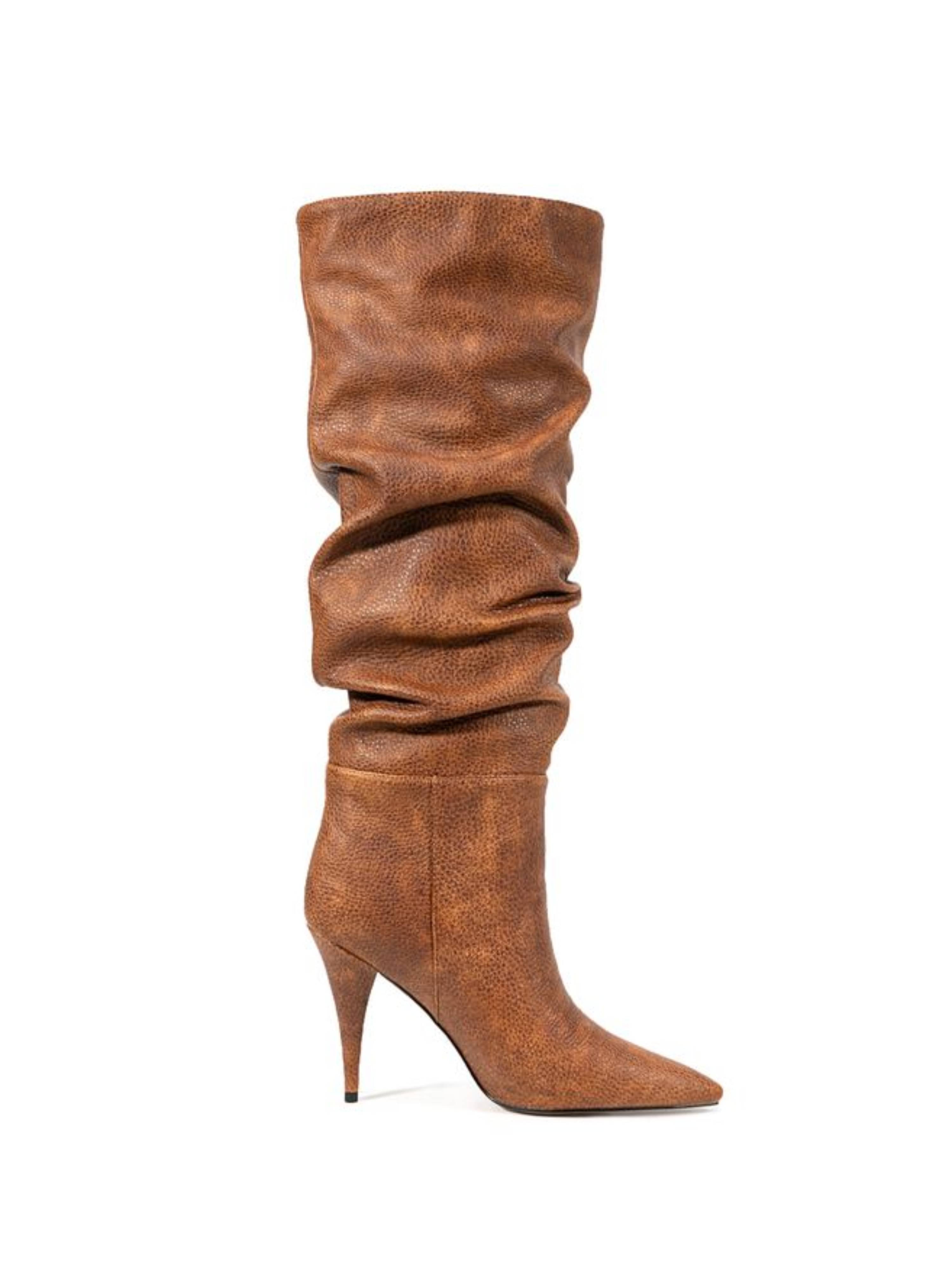Brown Slouchy Women Mid-Calf Boots