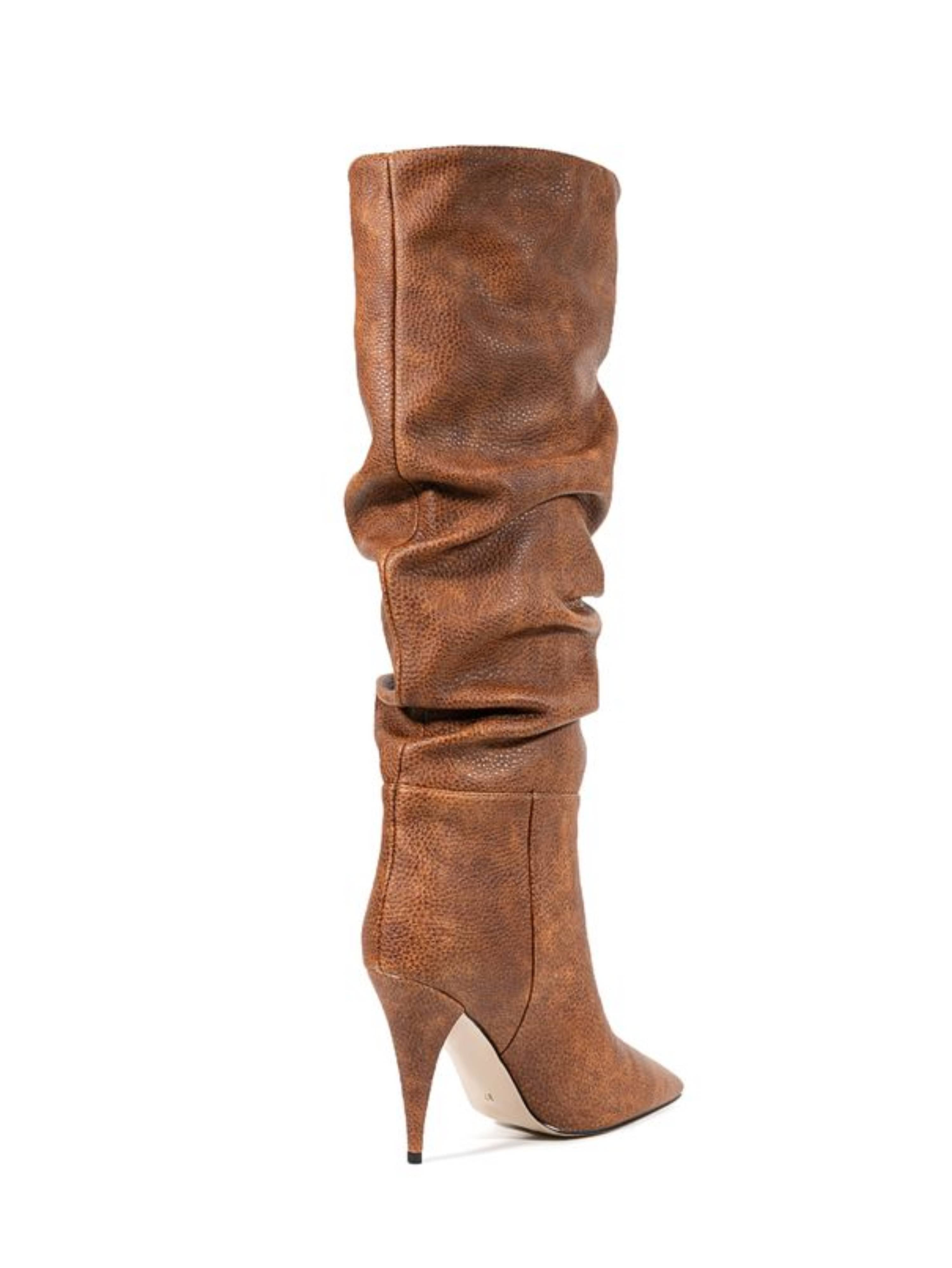 Brown Slouchy Women Mid-Calf Boots