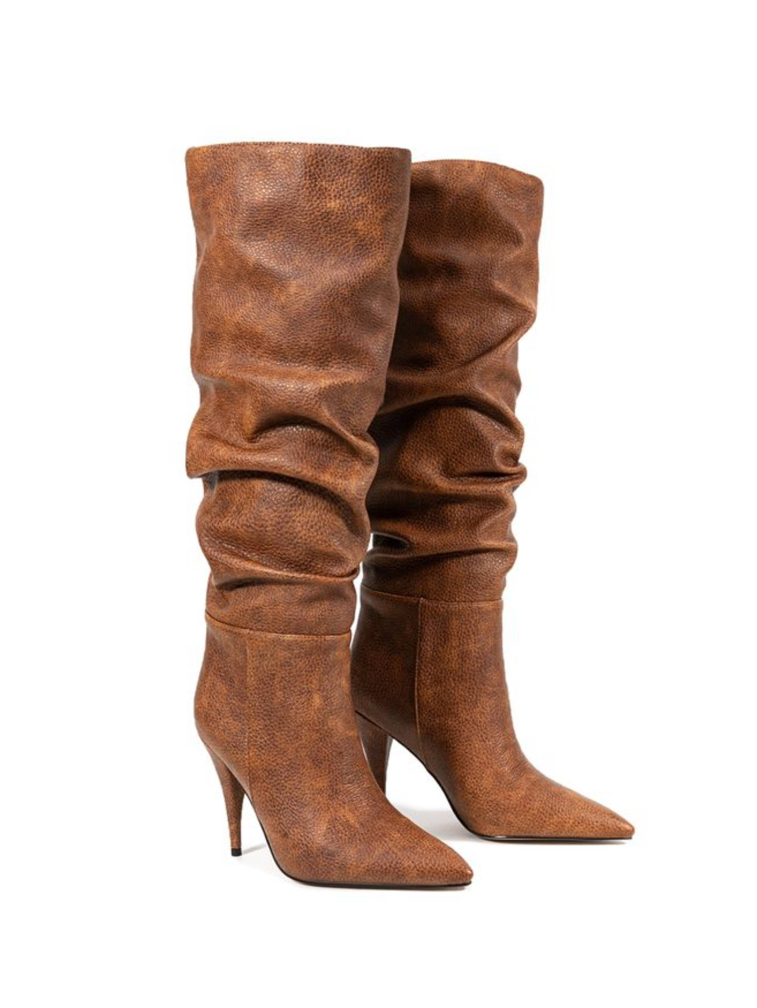Brown Slouchy Women Mid-Calf Boots