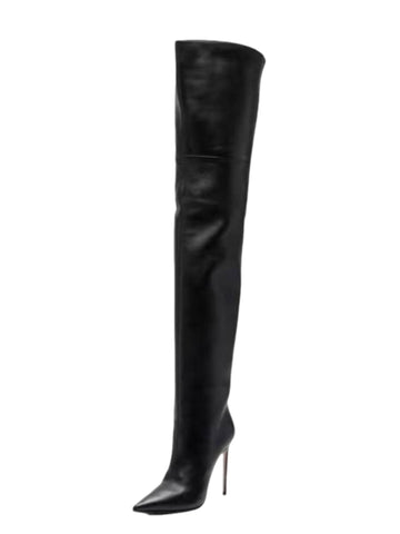Black Pointed Toe Ladies Over-The-Knee Boots