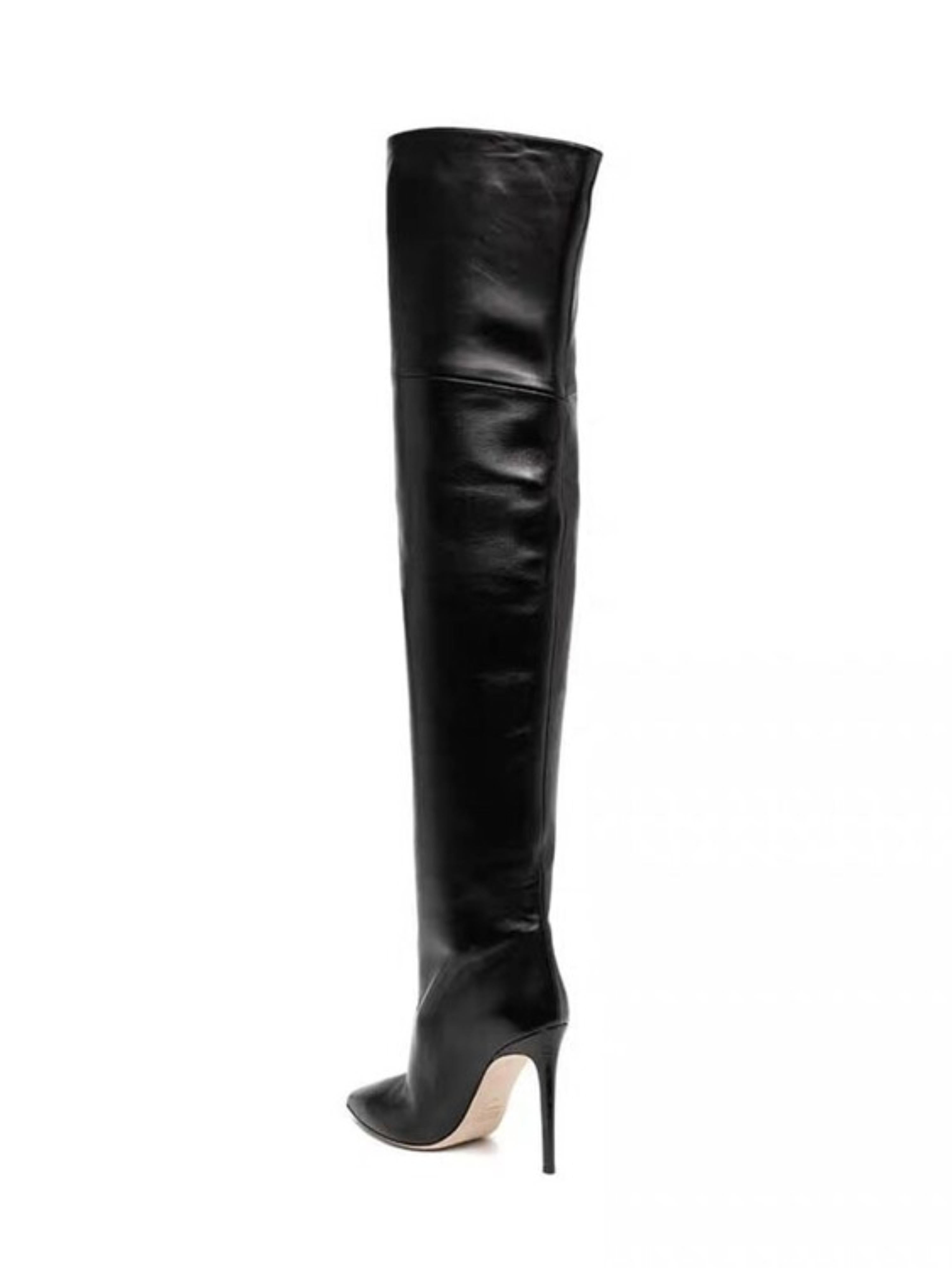 Black Pointed Toe Ladies Over-The-Knee Boots