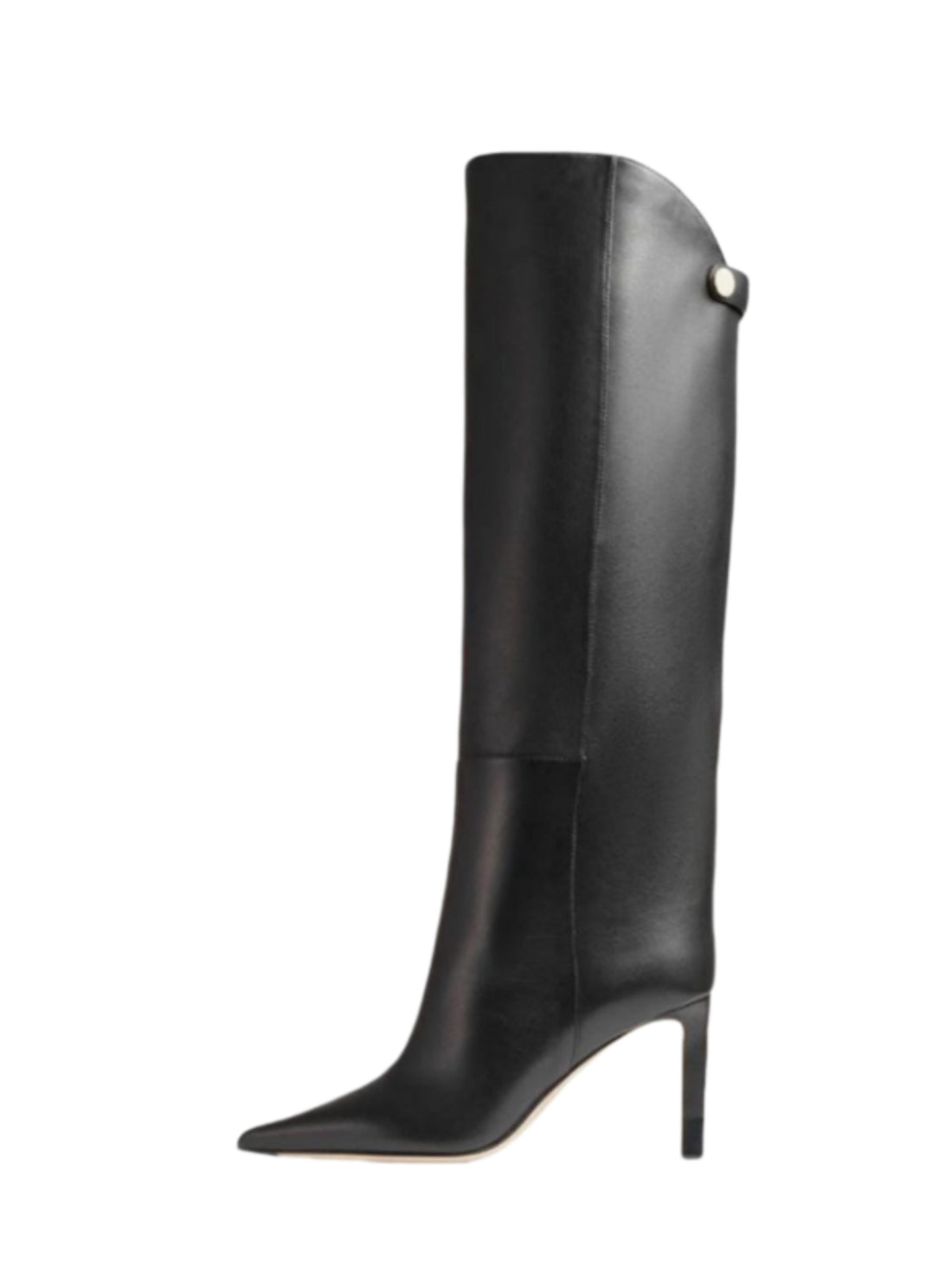 Black Pointed Toe Stiletto High Heel Knee-High Boots