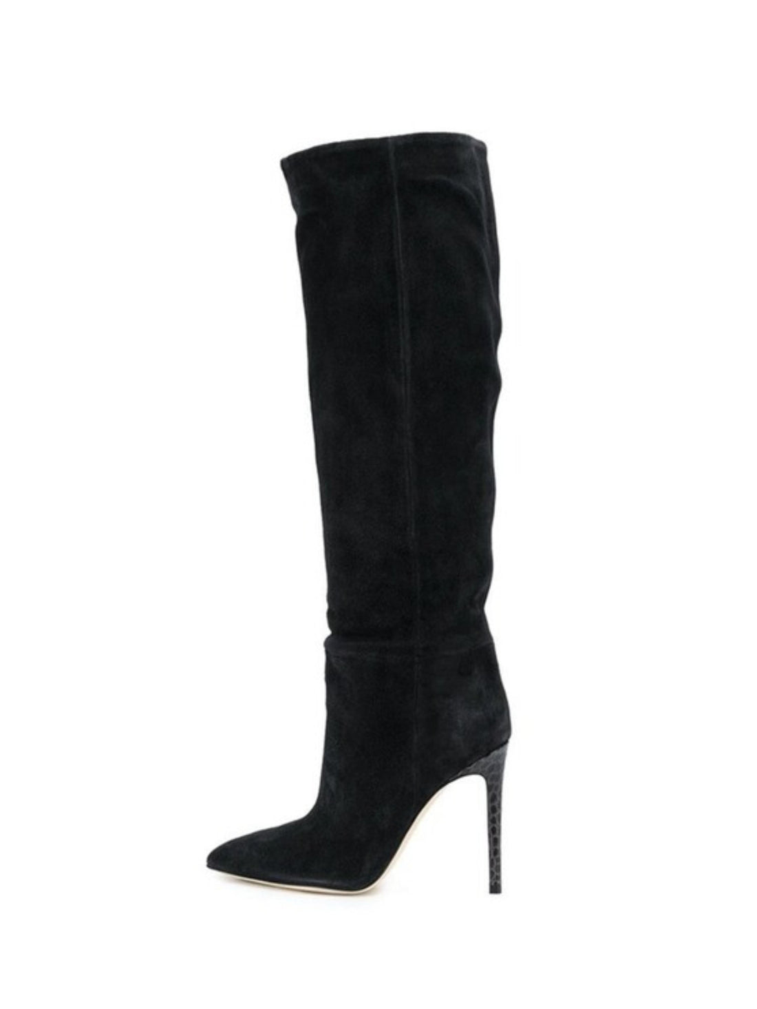 Elegant Black Faux Suede High Heel Knee-High Boots