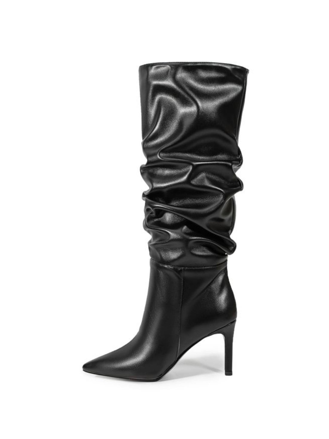 Black Slouchy Mid-Calf Boots for Women