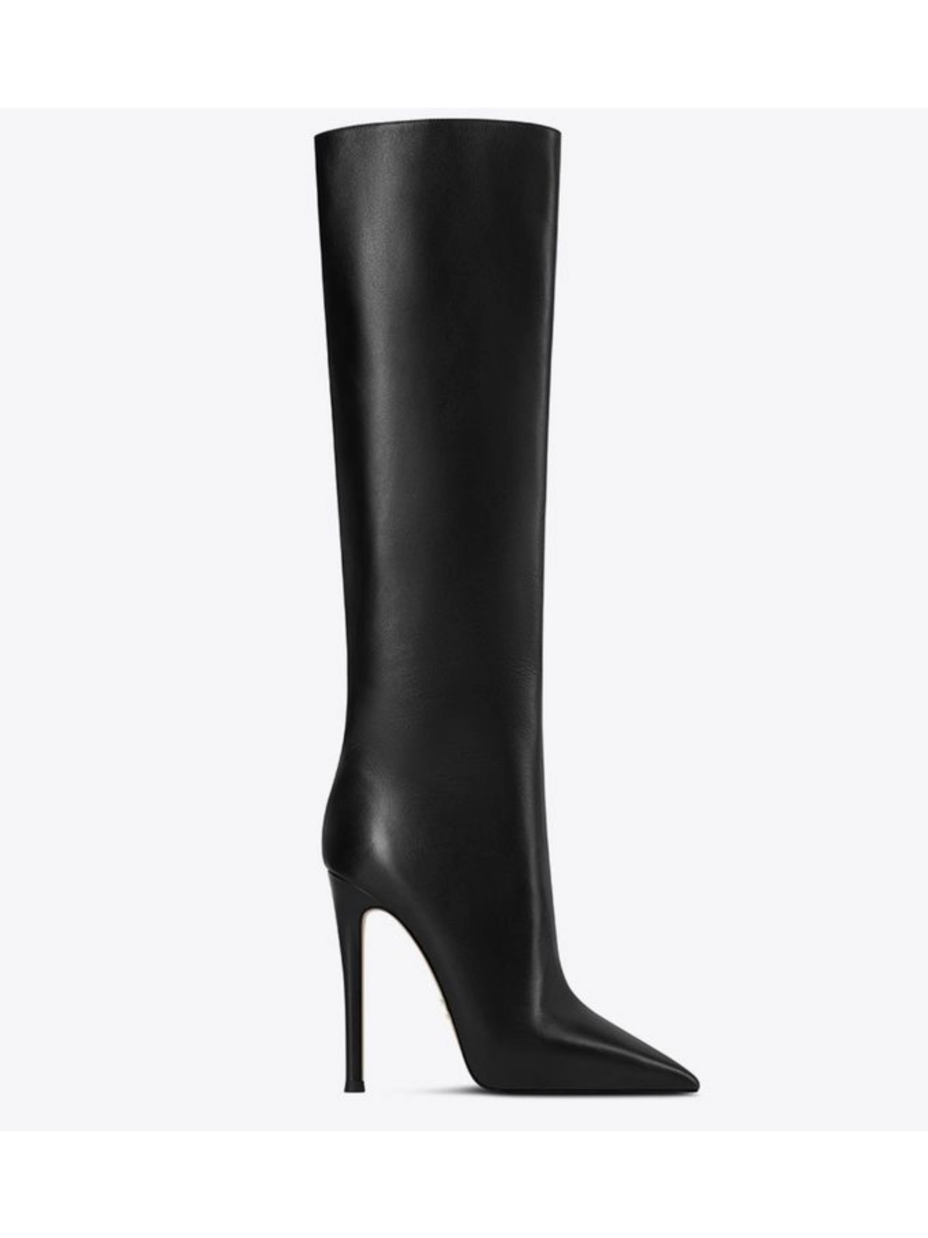 Elegant Black Pointed Toe High-Heel Knee-High Boots