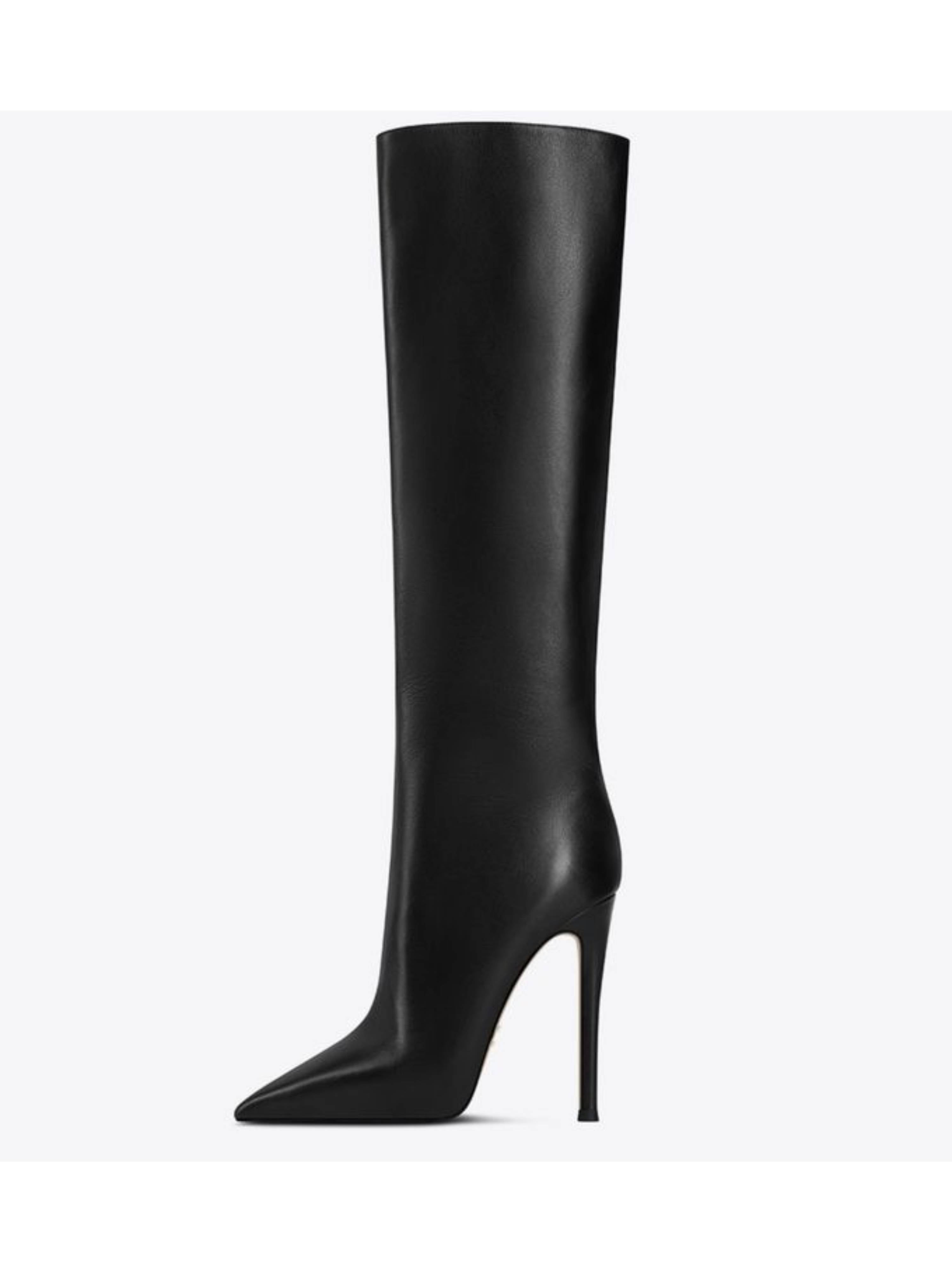 Elegant Black Pointed Toe High-Heel Knee-High Boots