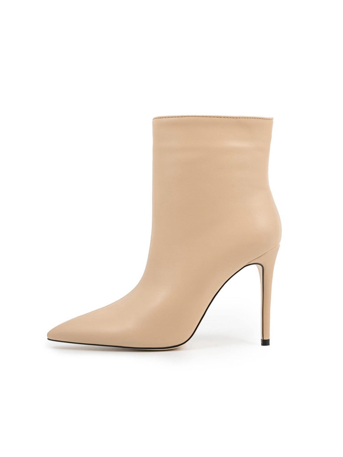 Beige Stiletto High Heel Ankle Boots