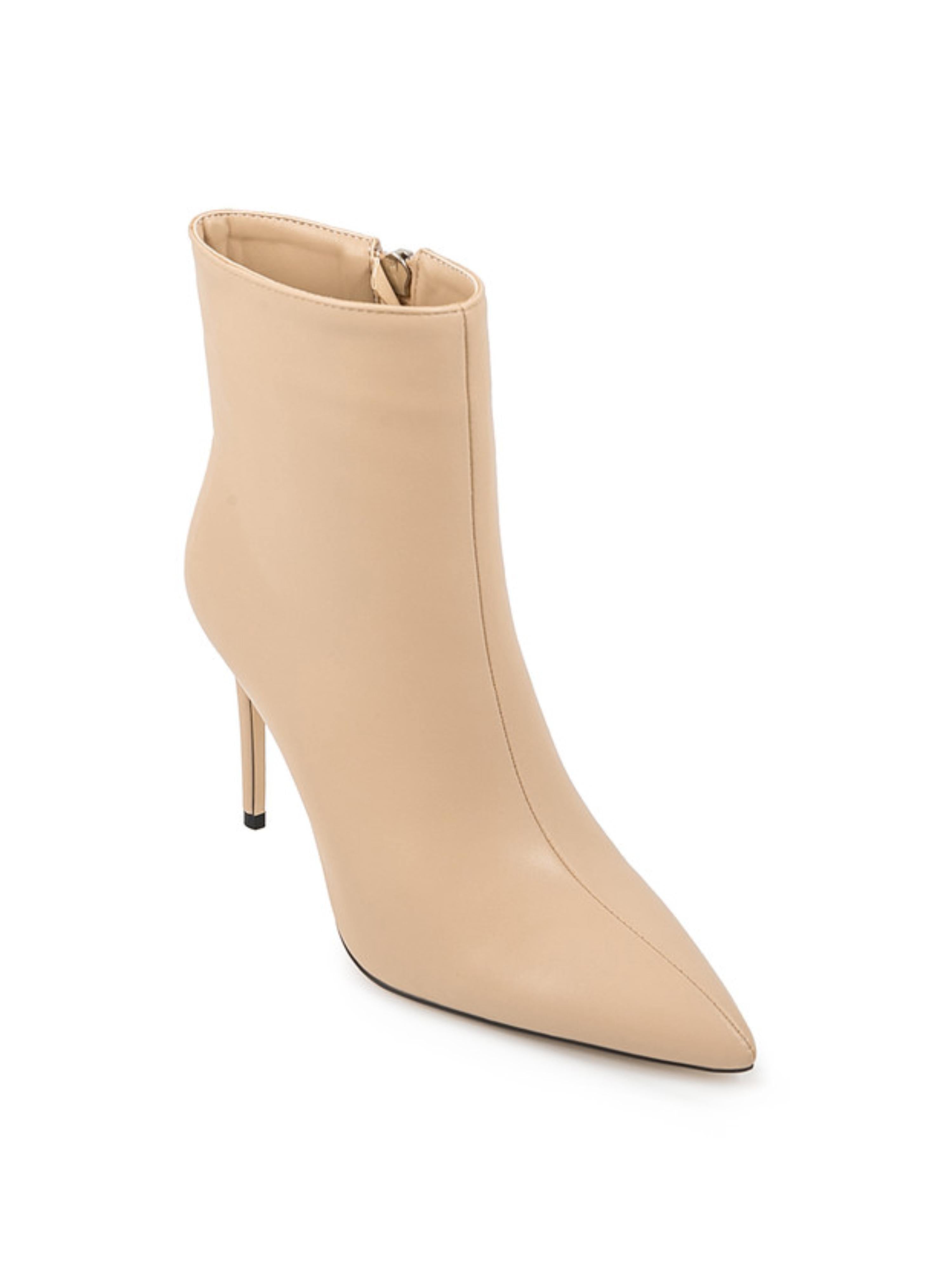 Beige Stiletto High Heel Ankle Boots