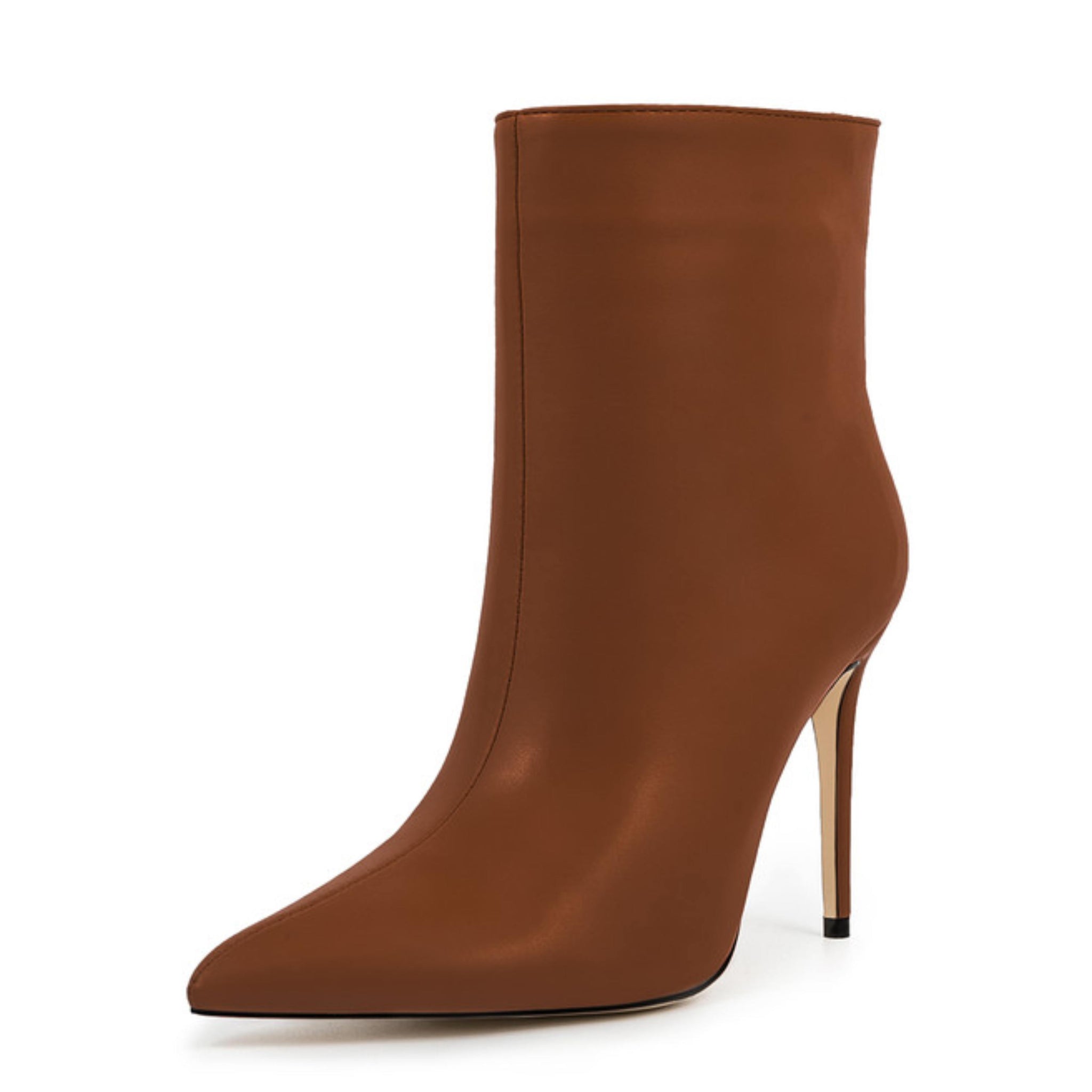 Brown Pointed Toe Stilettos Ankle Heeled Boots for Women