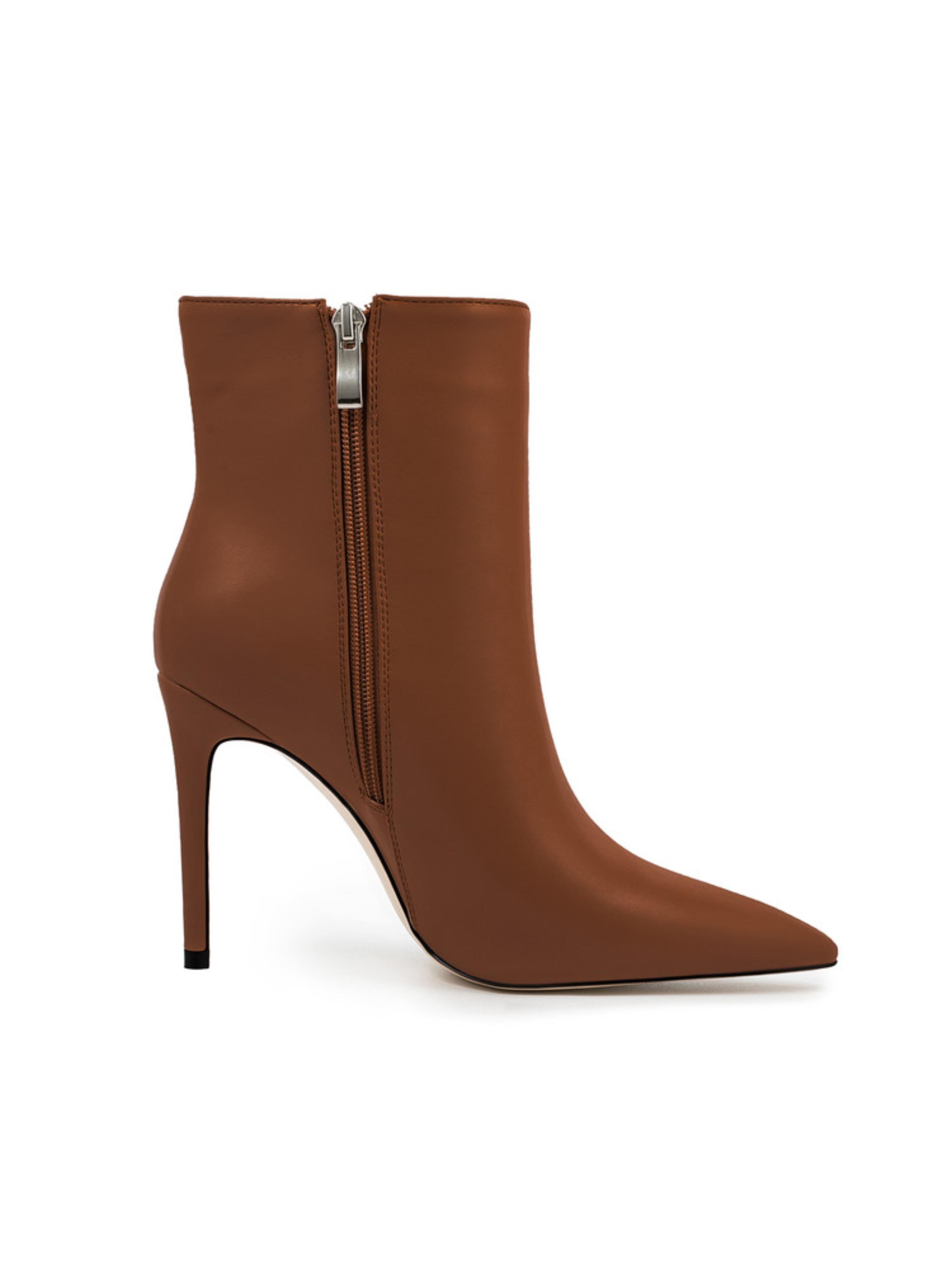 Brown Pointed Toe Stilettos Ankle Heeled Boots for Women