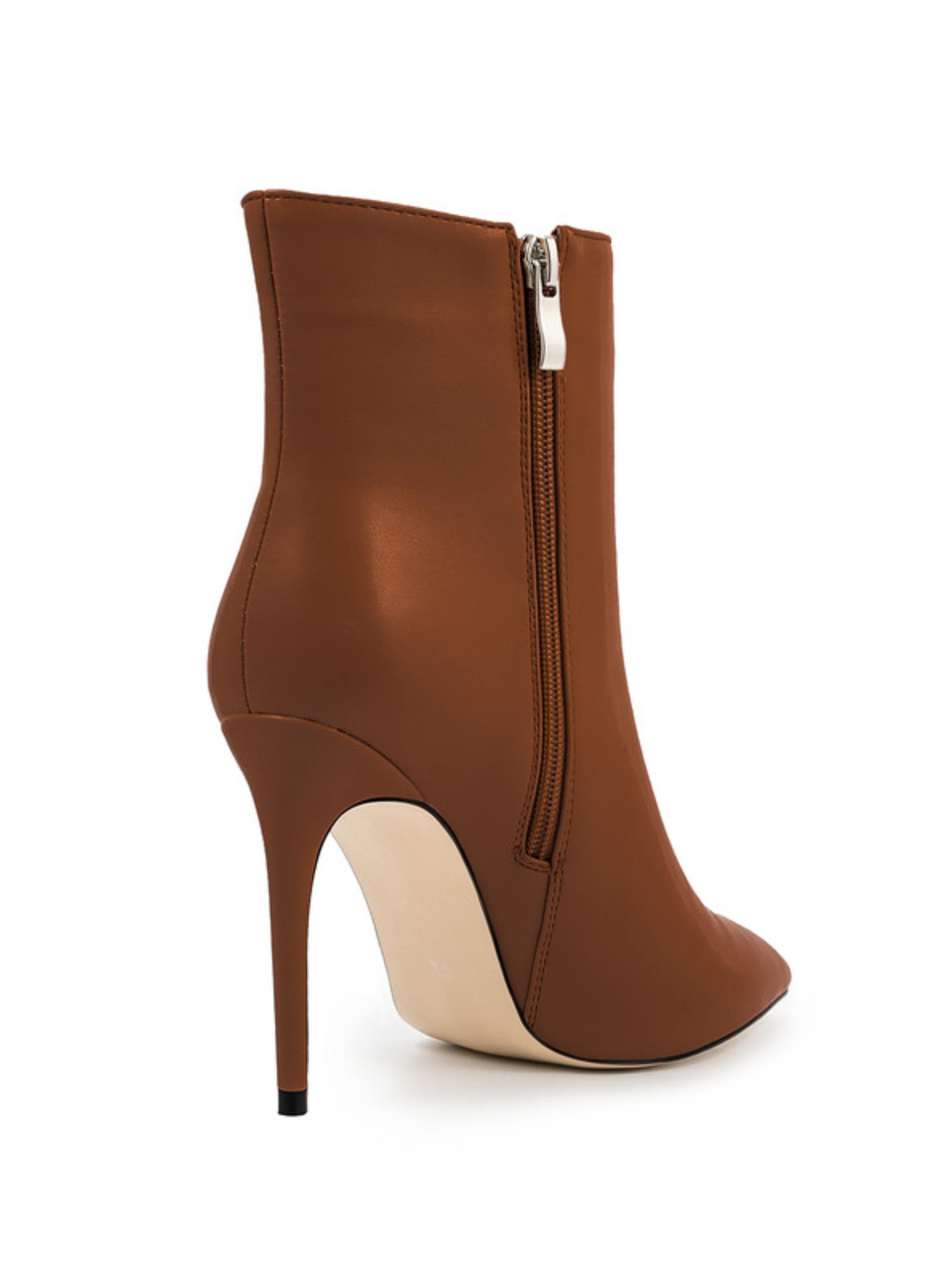 Brown Pointed Toe Stilettos Ankle Heeled Boots for Women