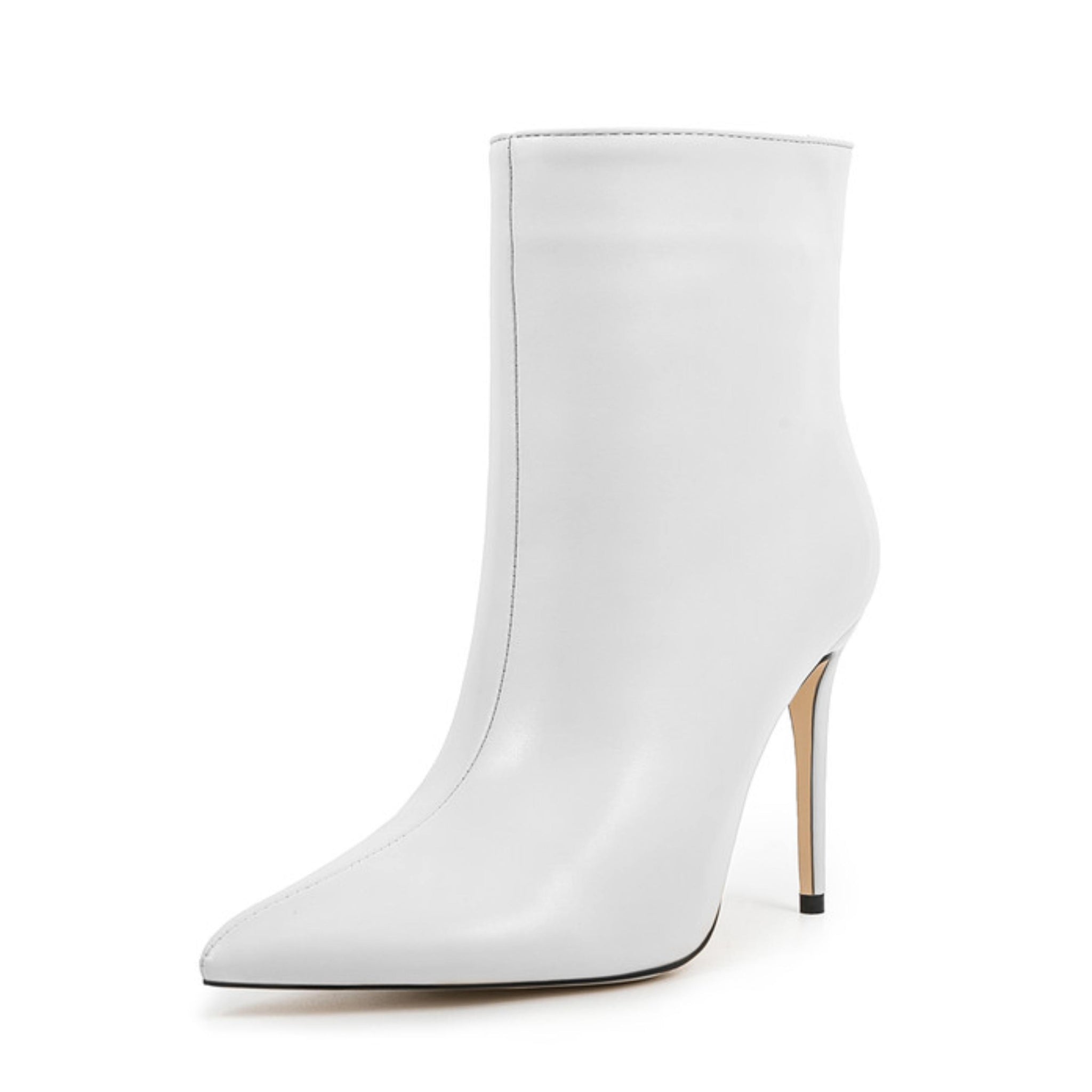 White High-Heel Ankle Boots for Women