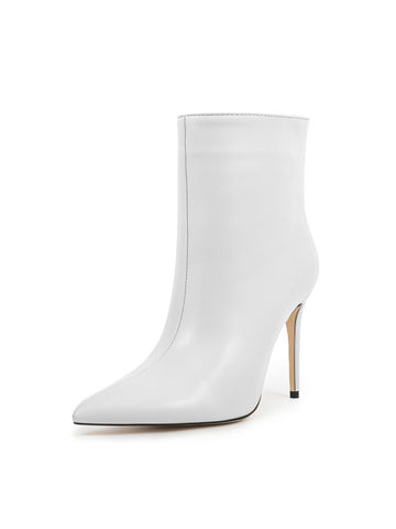 White High-Heel Ankle Boots for Women