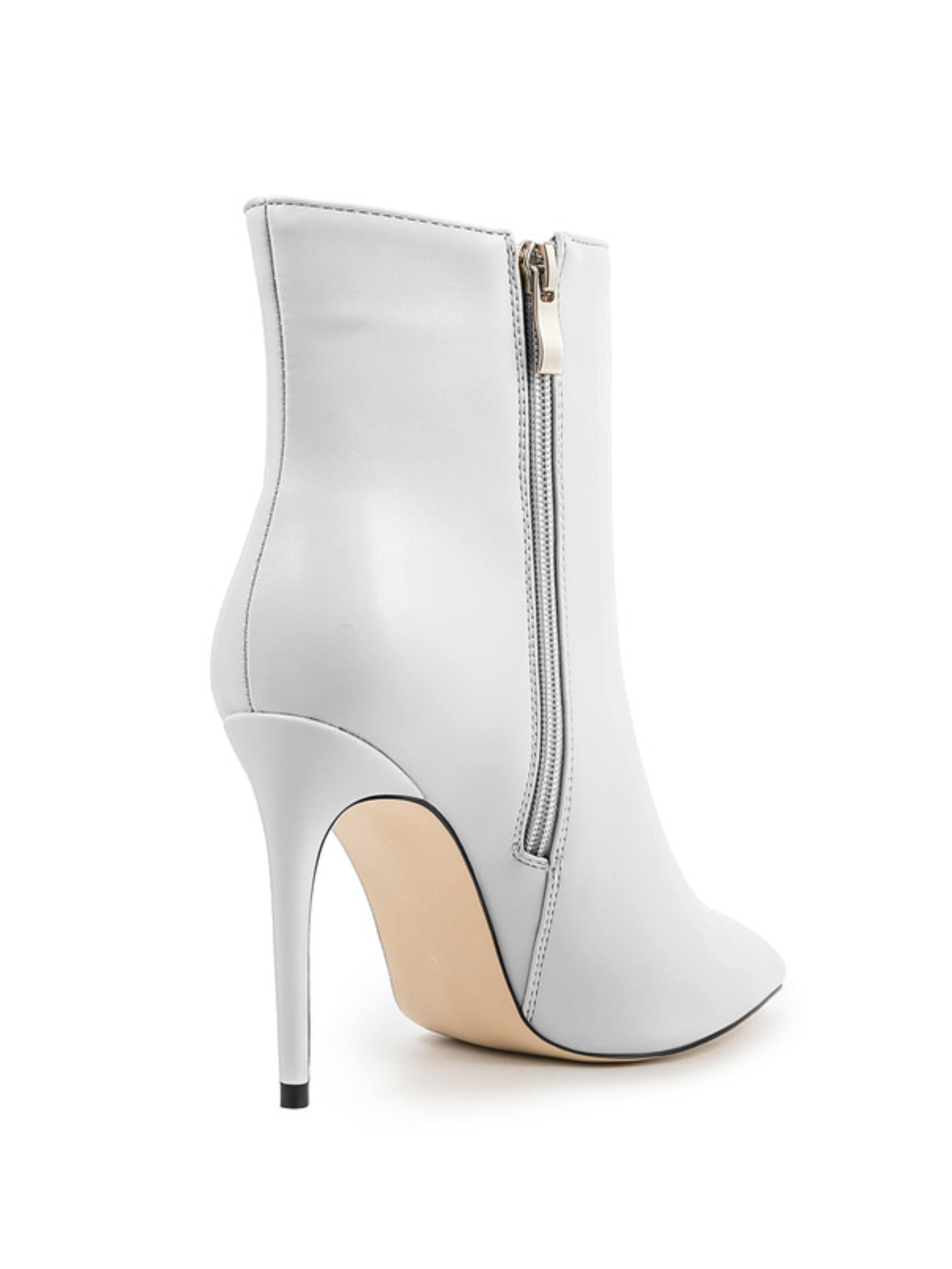 White High-Heel Ankle Boots for Women