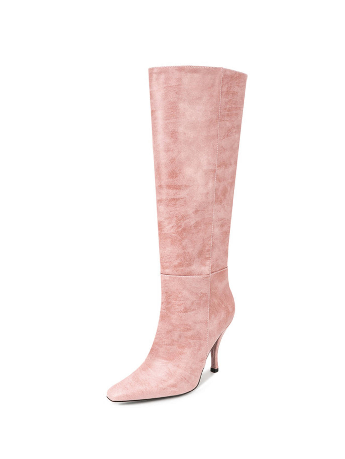 Blush Pink Vegan Leather Long Boots for Women