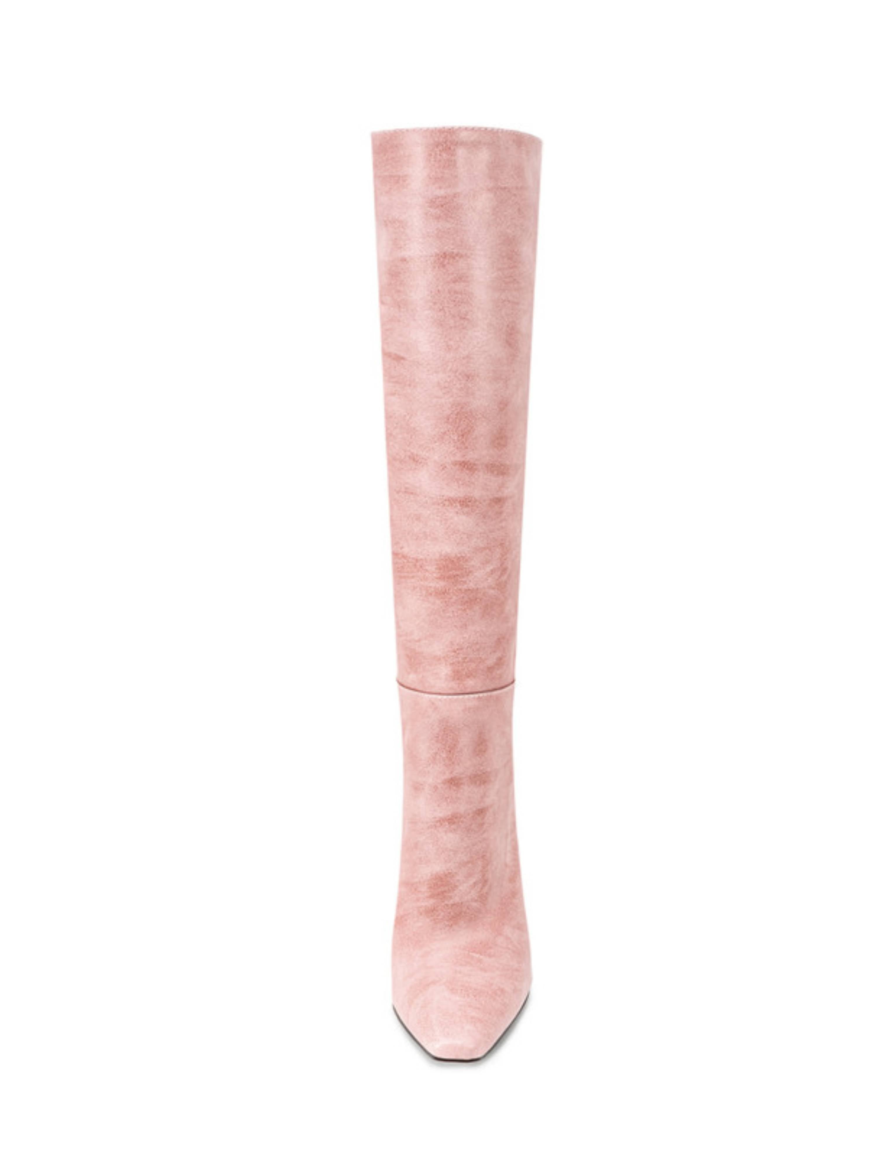 Blush Pink Vegan Leather Long Boots for Women