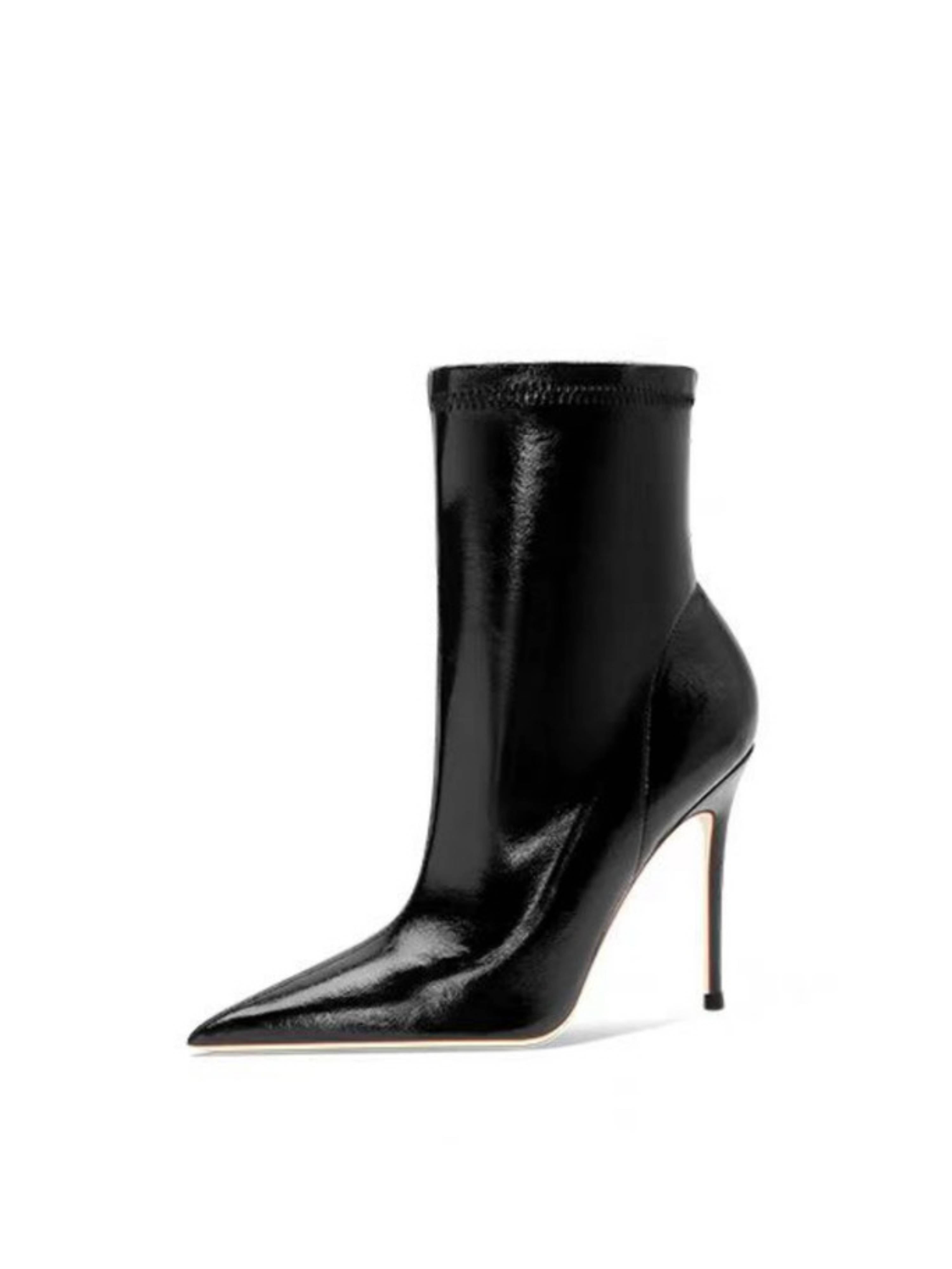 Elegant Black Pointed Toe High-Heel Ankle Boots