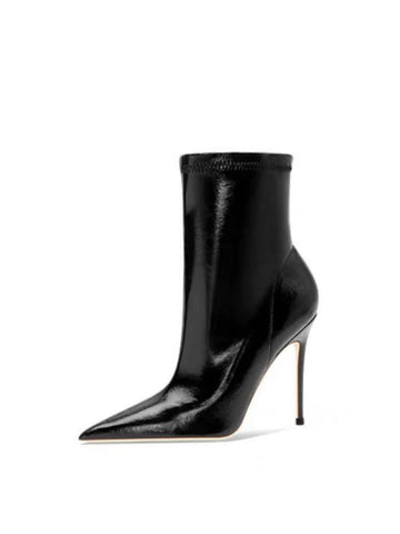 Elegant Black Pointed Toe High-Heel Ankle Boots