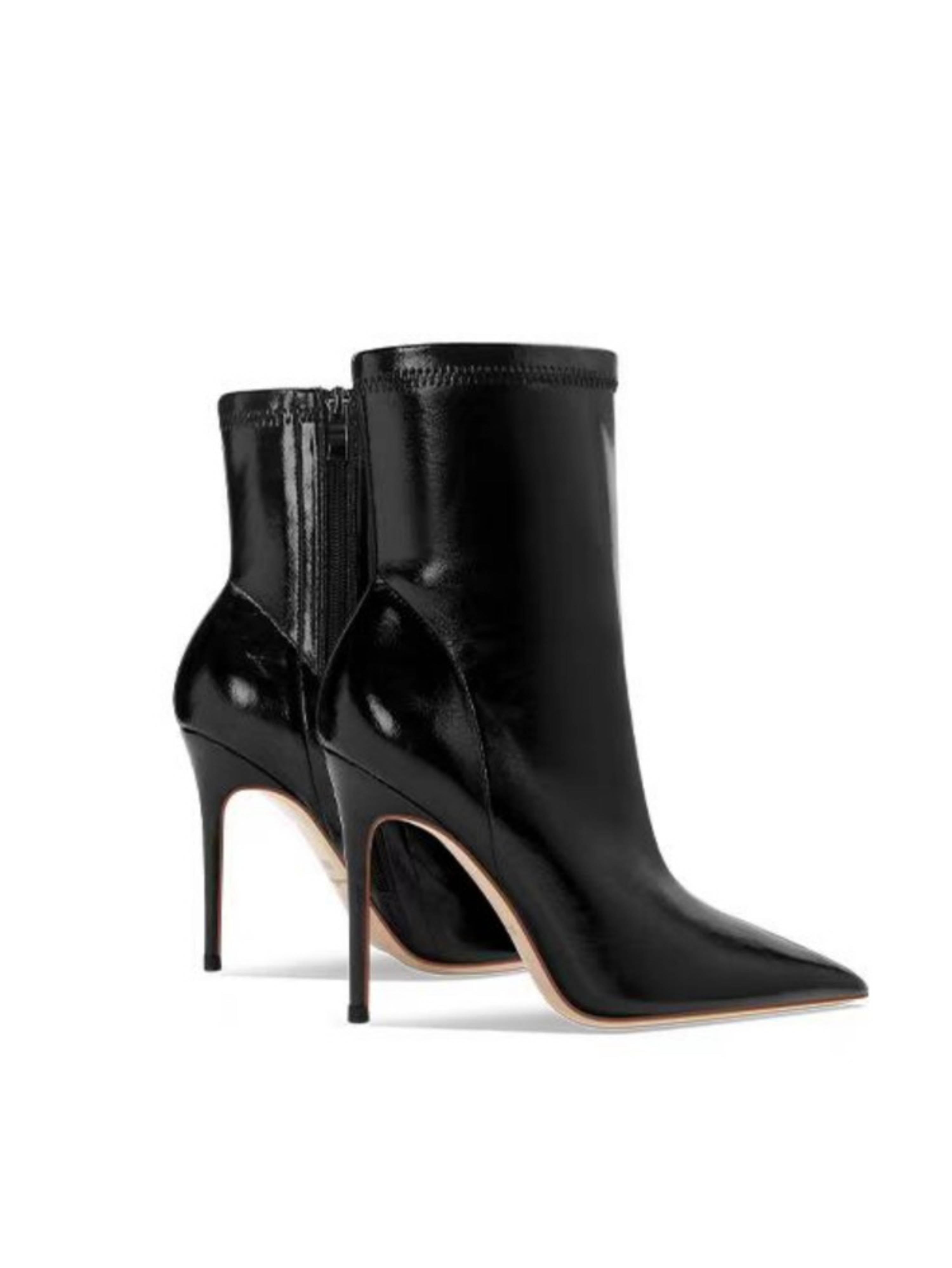 Elegant Black Pointed Toe High-Heel Ankle Boots