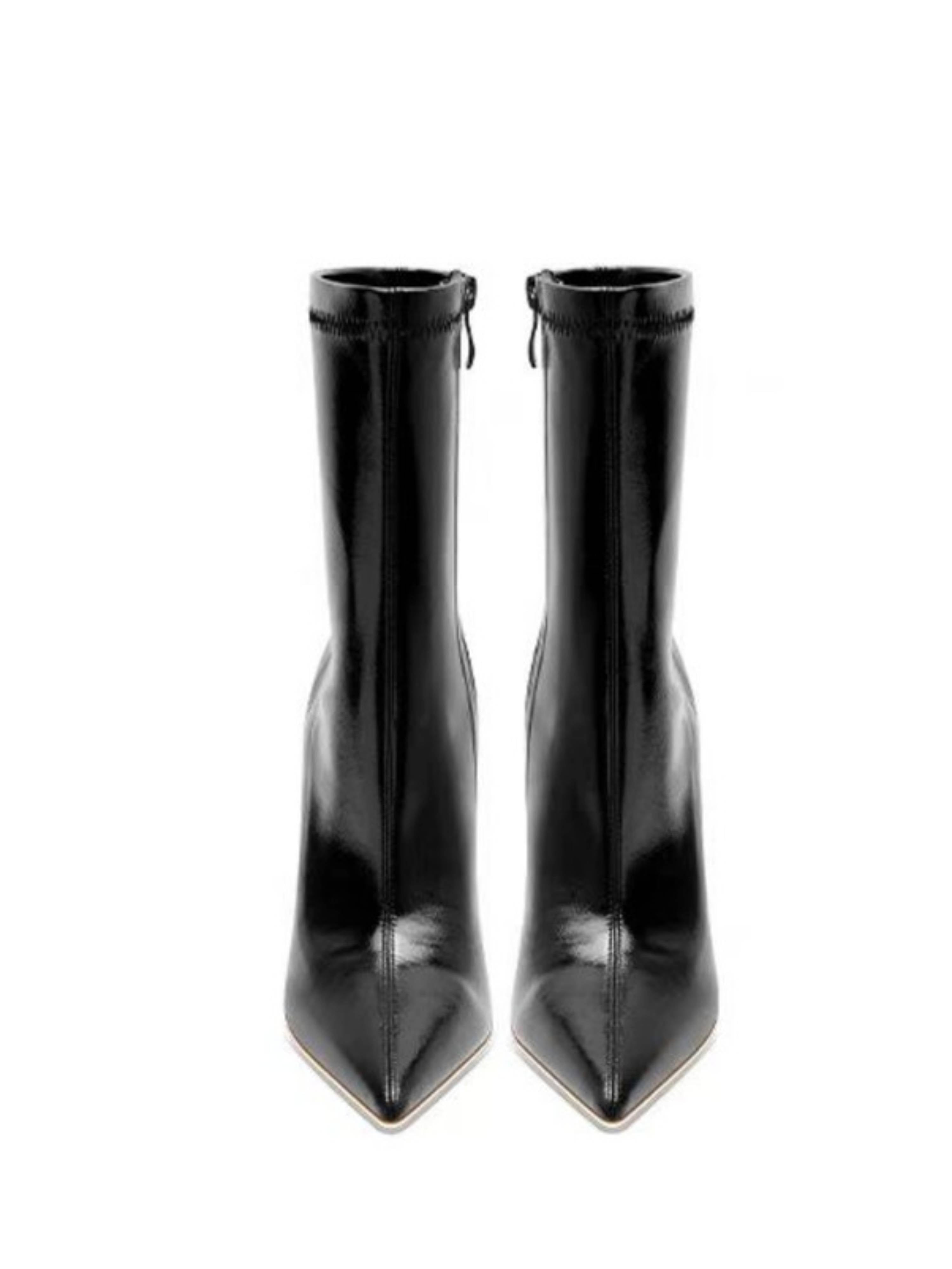 Elegant Black Pointed Toe High-Heel Ankle Boots