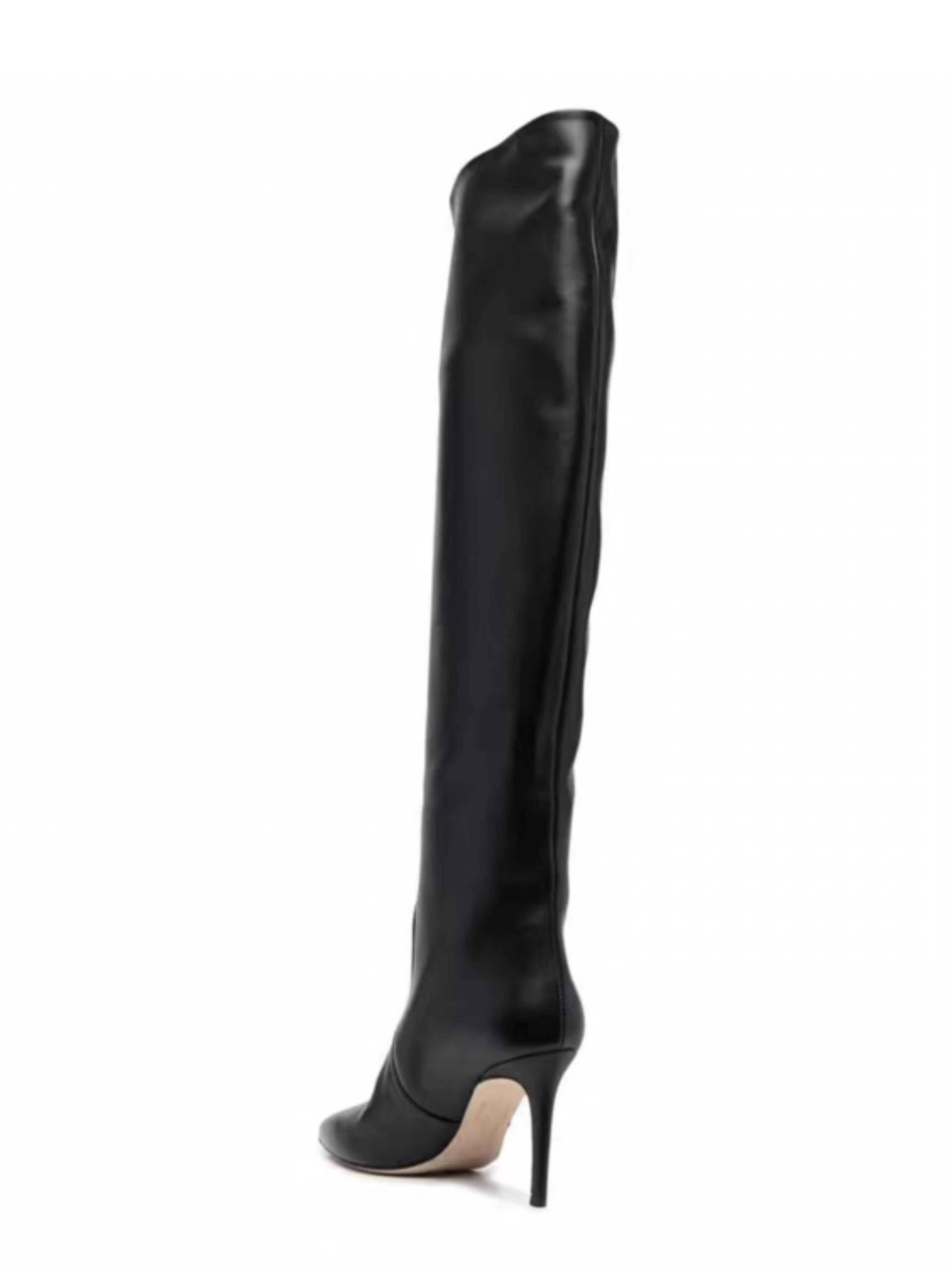 Elegant Black High-Heel Pointed Toe Long Boots for Women