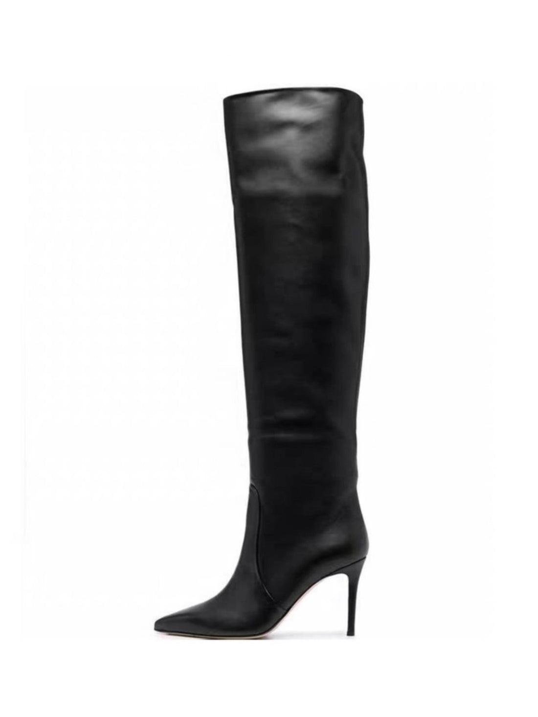 Elegant Black High-Heel Pointed Toe Long Boots for Women