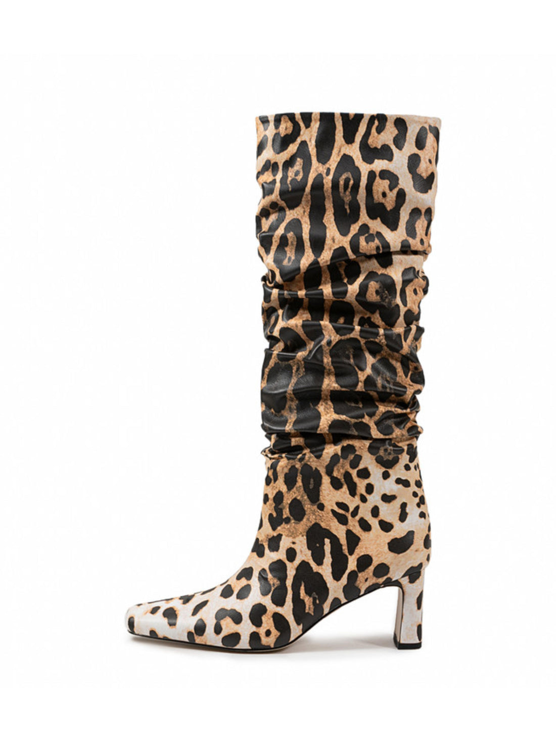 Leopard Pattern Slouchy Long Boots for Women