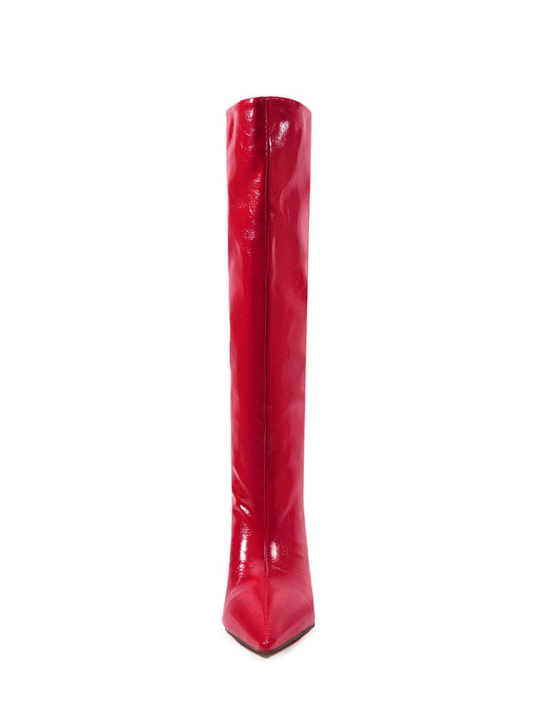 Glossy Kitten-Heels Red Pointed Toe Fashion Boots for Ladies