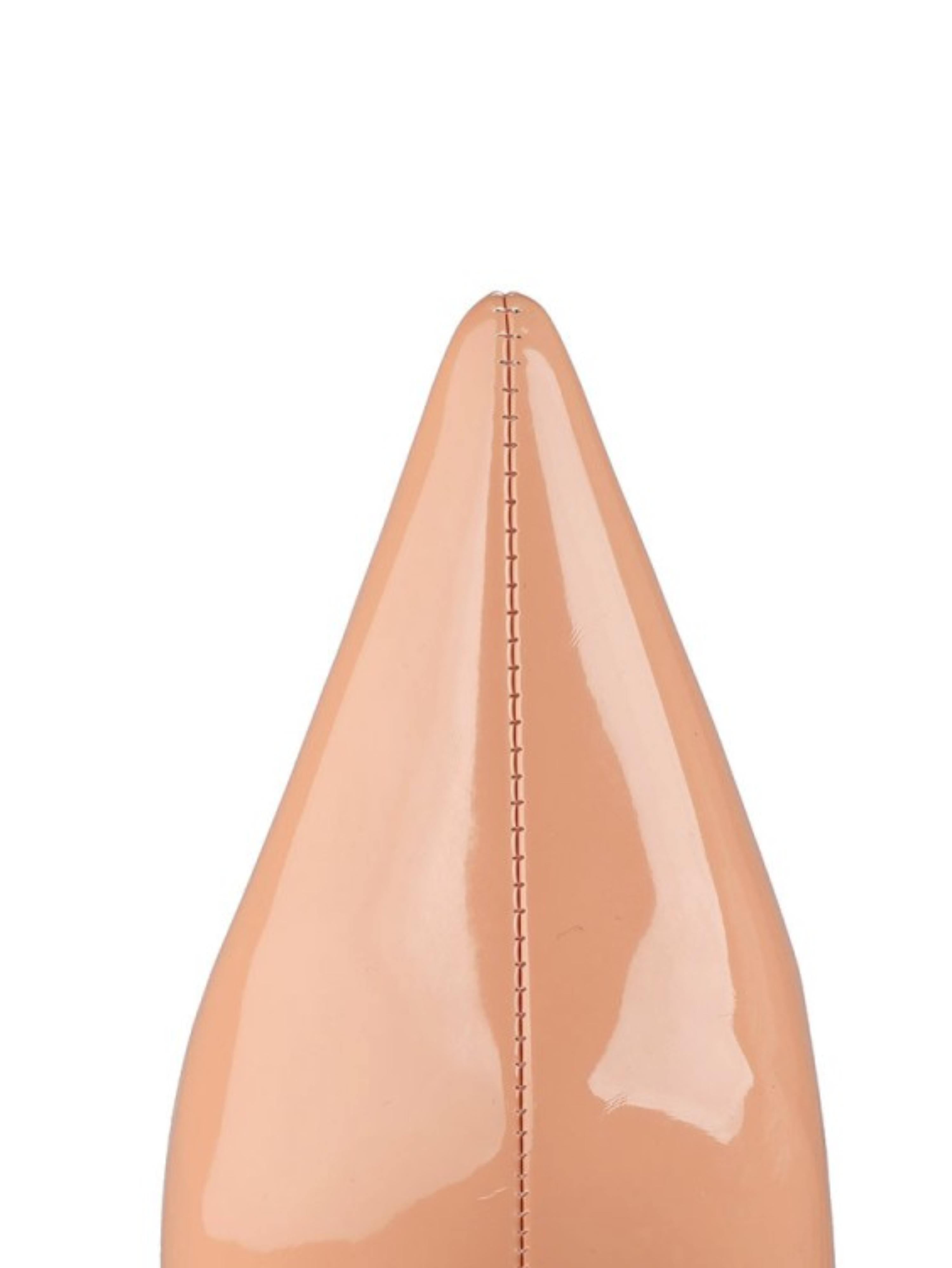 Tan Patent Leather Pointed Toe High Heel Knee-High Boots