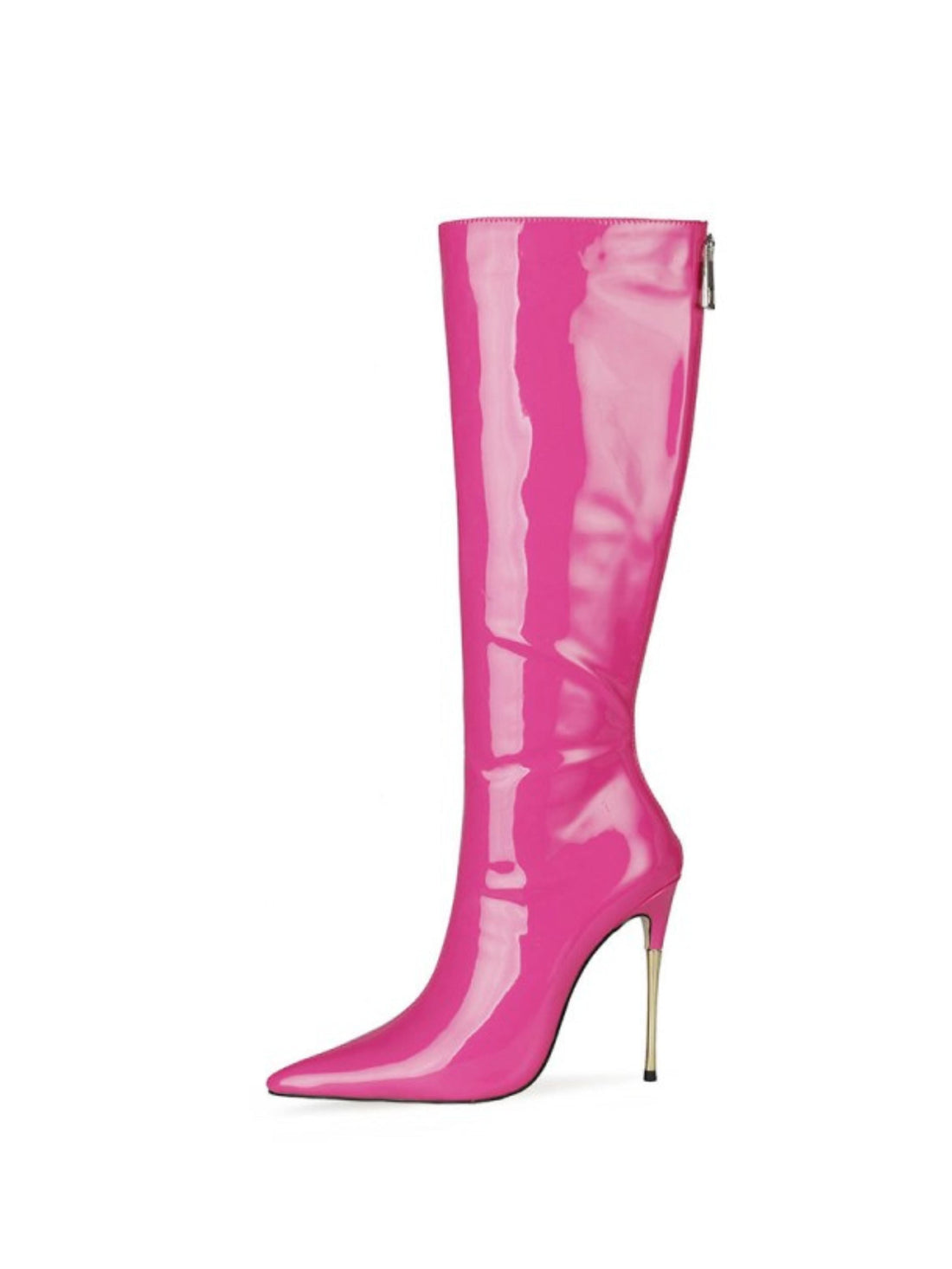 Playful Fuchsia Stilettos Knee-High Pointed Toe Boots for Women