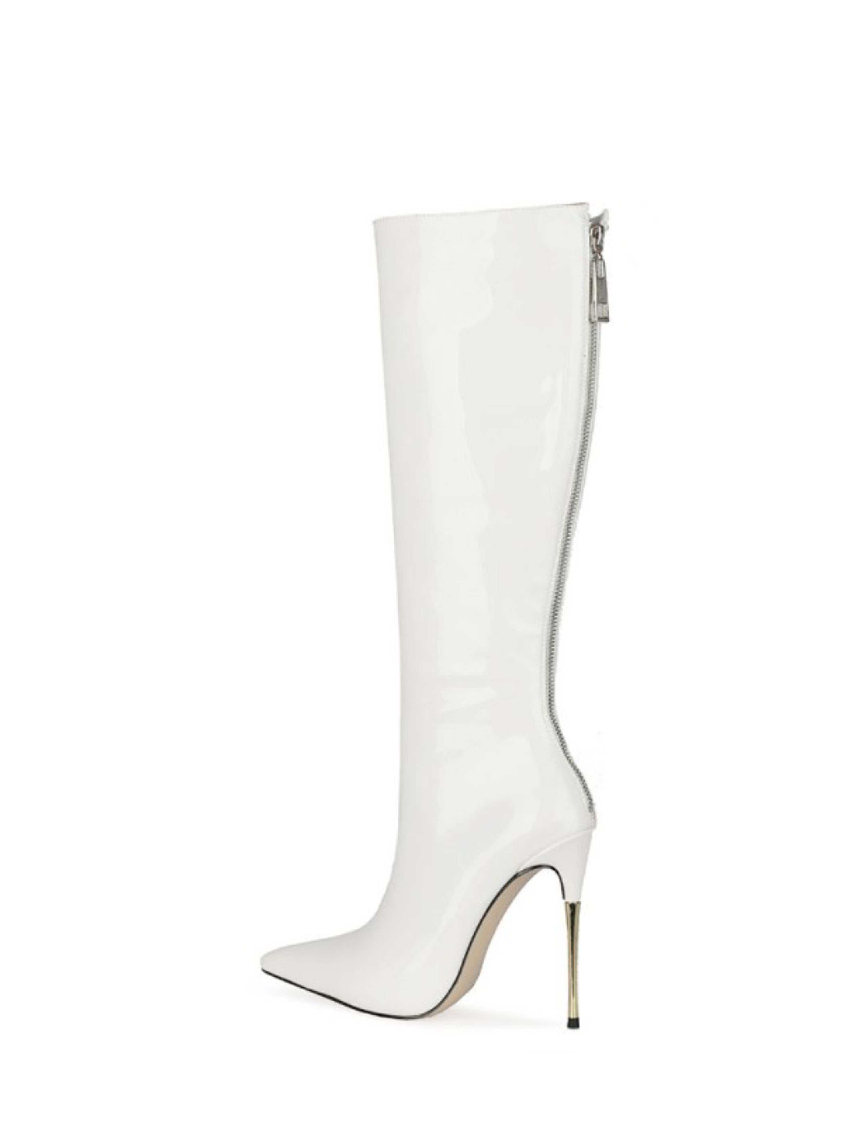 Elegant White Knee-High Long Pointed Toe Boots for Women