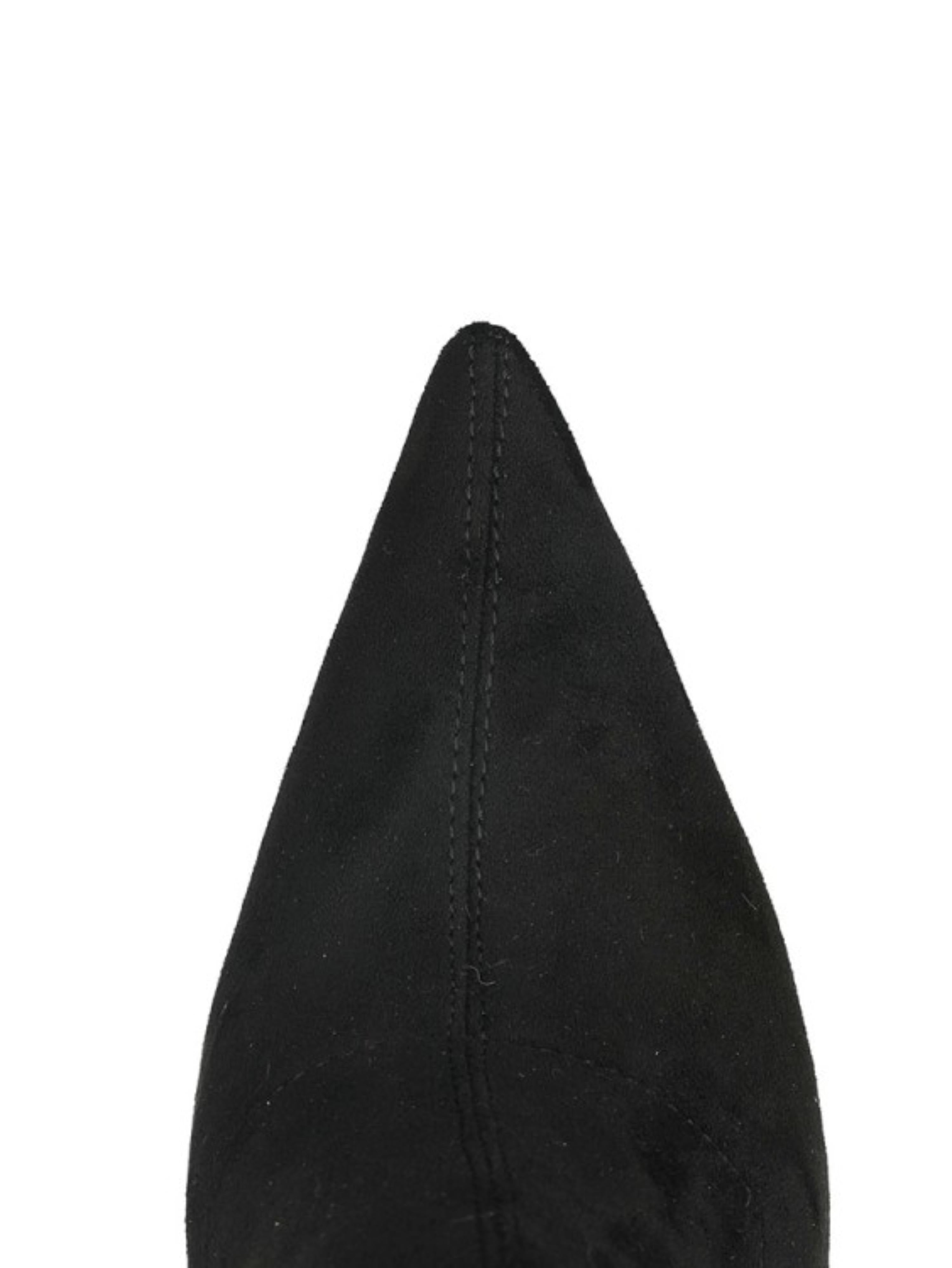 Black Lycra Over-The-Knee Heeled Boots for Women