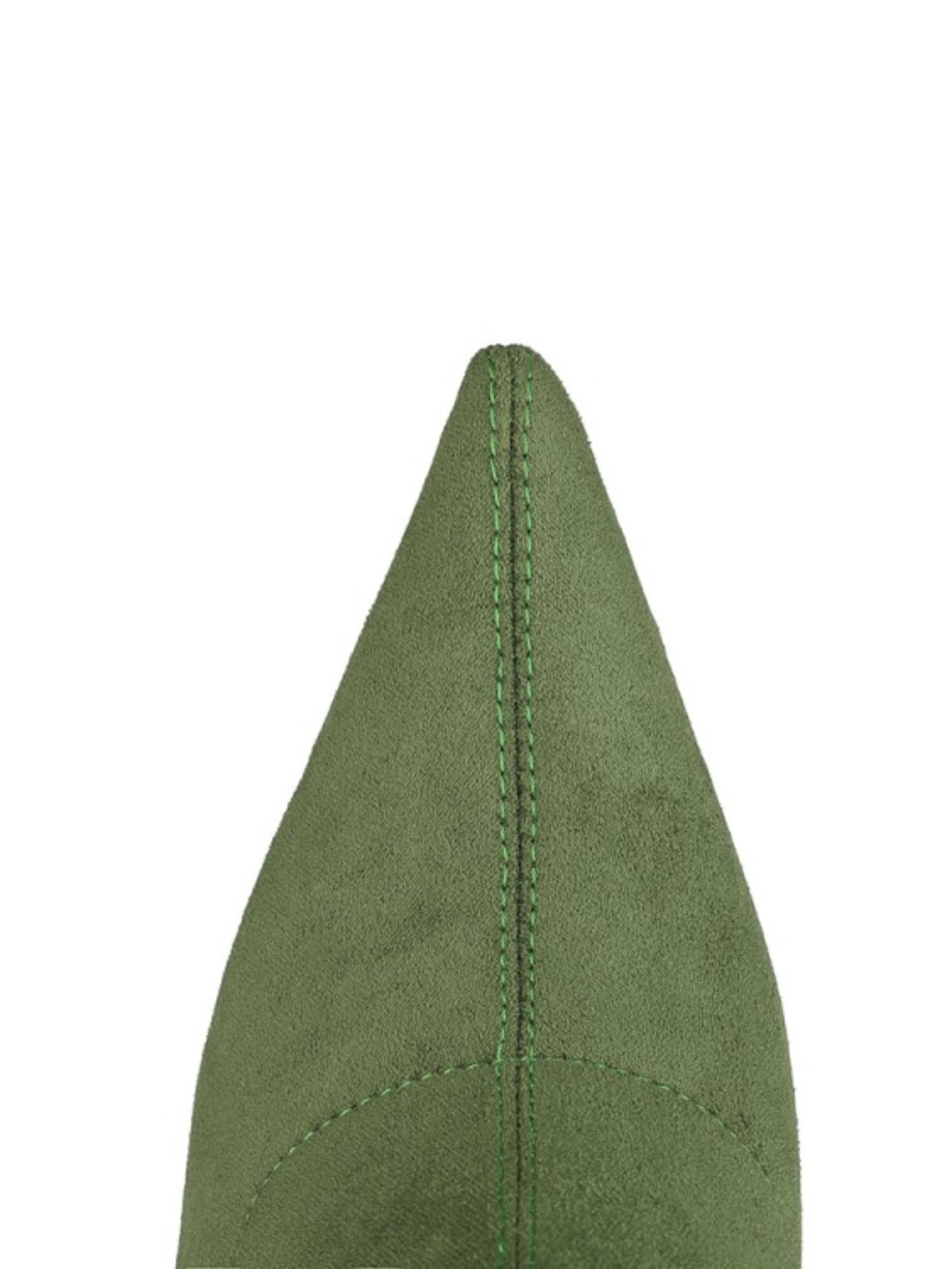 Forest Green Lycra Thigh High Heel Boots for Women