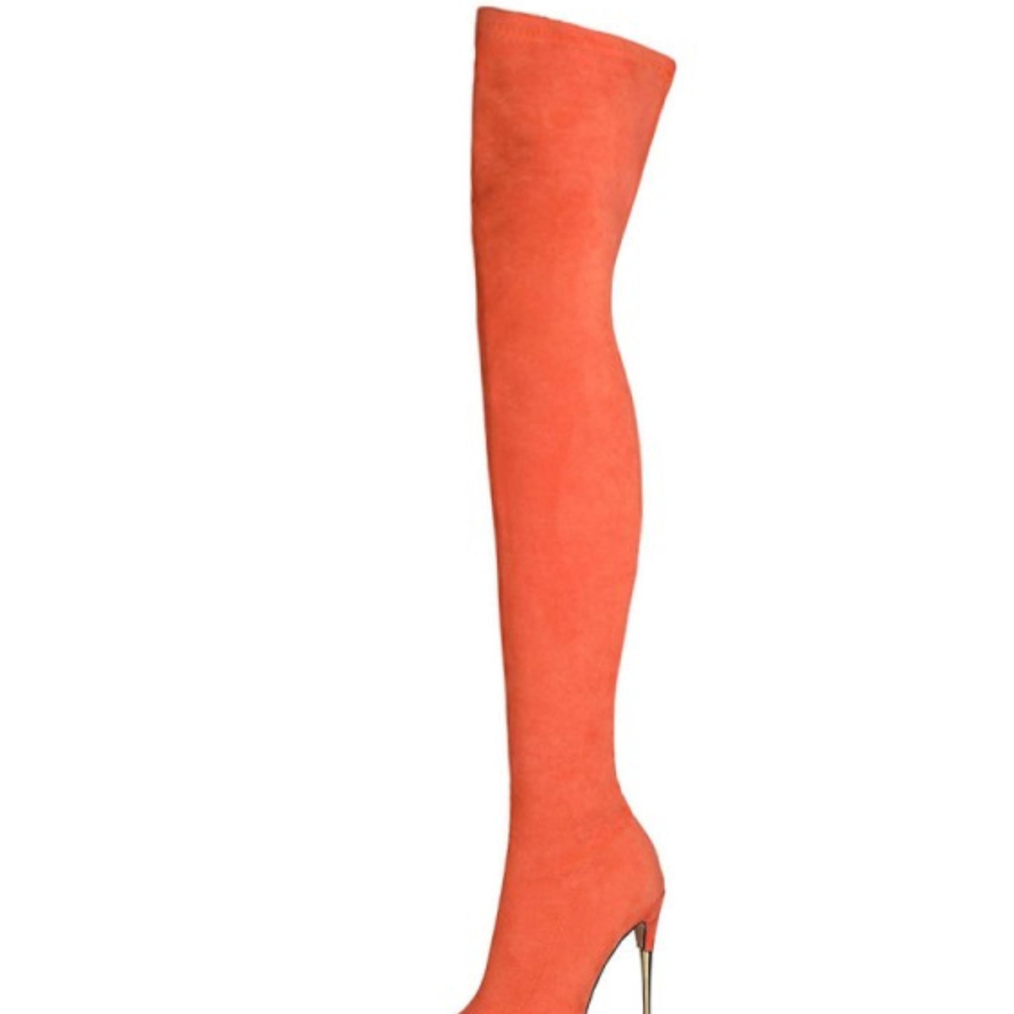 Vibrant Orange High Heel Over-The-Knee Boots for Women