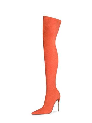 Vibrant Orange High Heel Over-The-Knee Boots for Women
