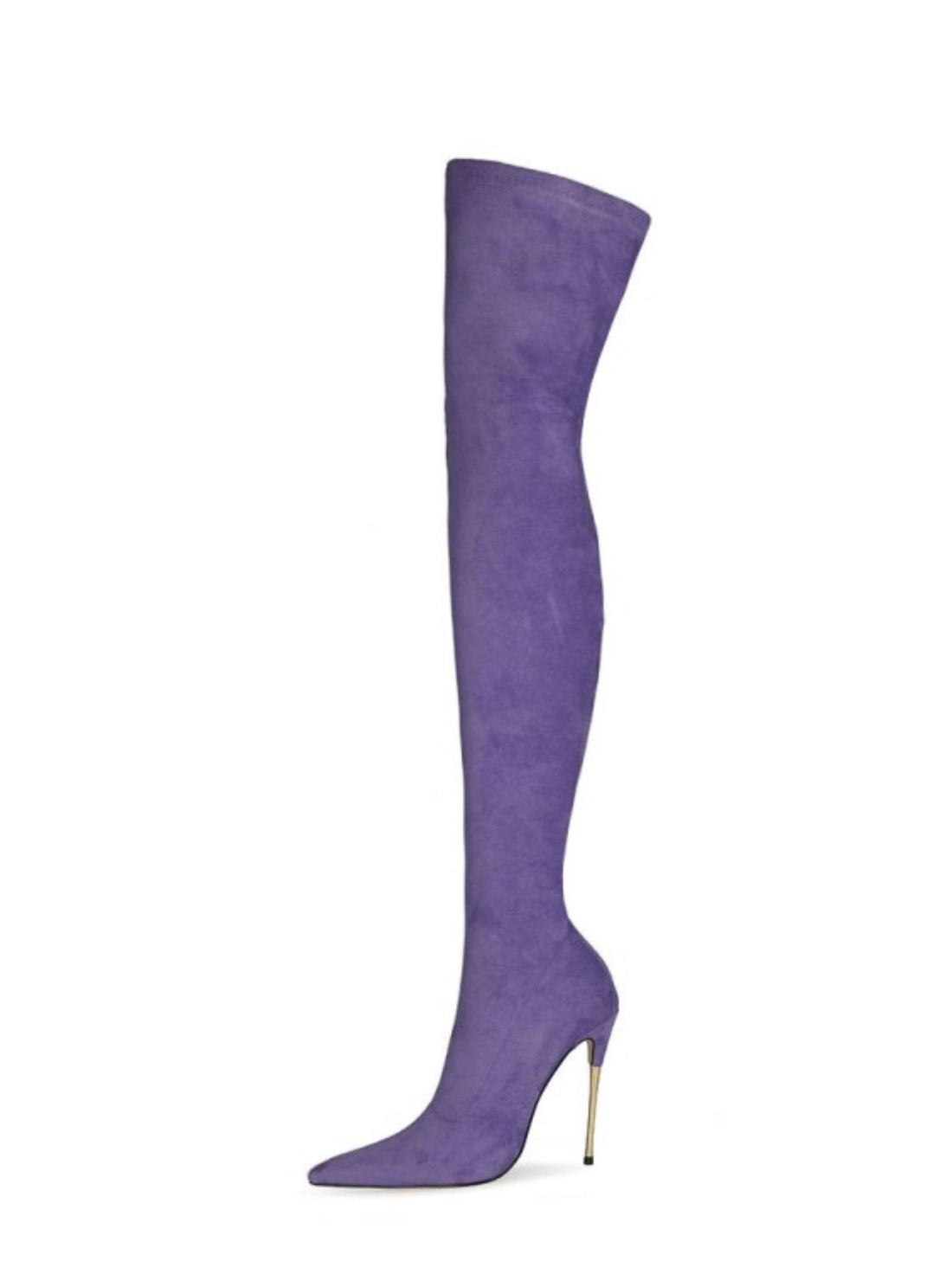 Trendy Amethyst Purple Thigh-High Heeled Boots for Women