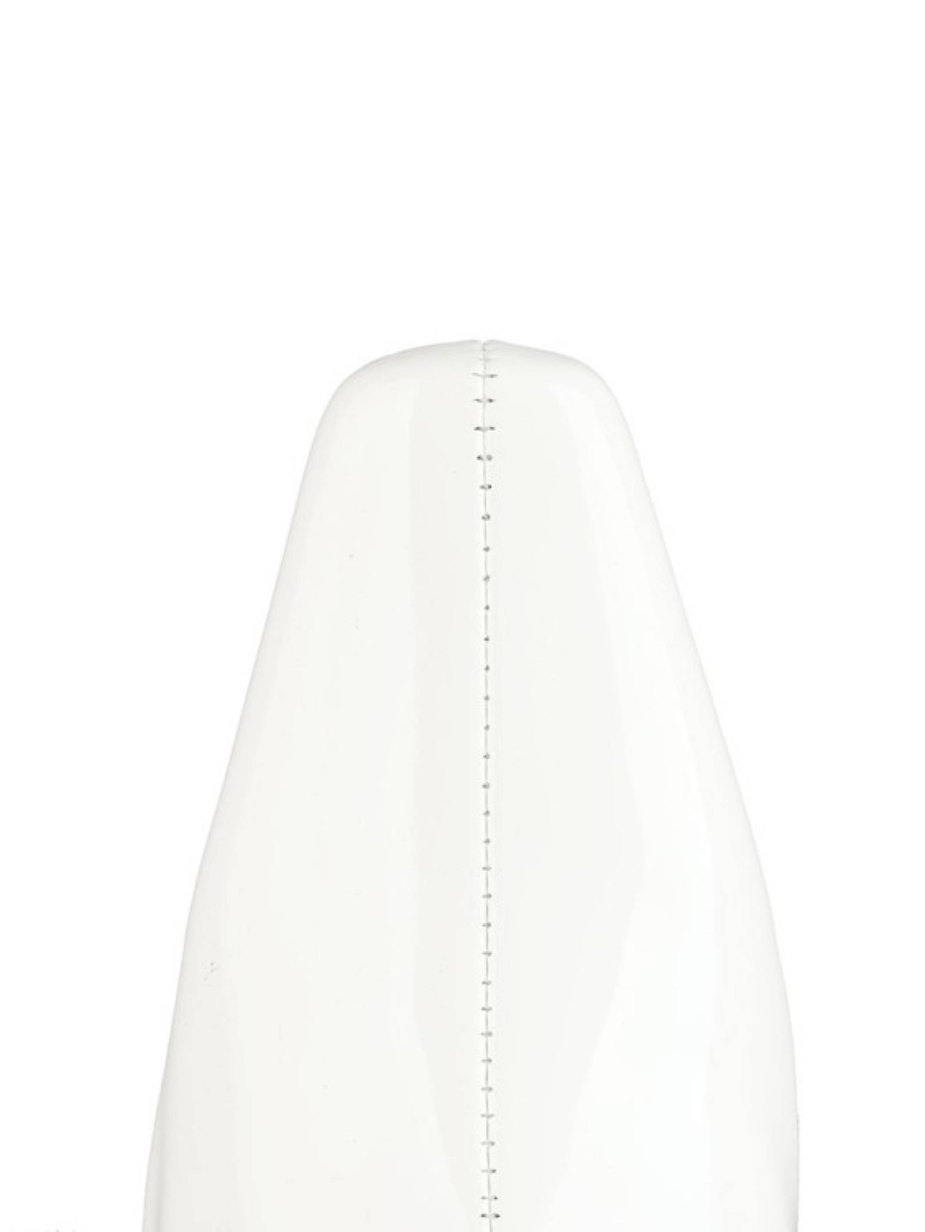 White Patent Leather Block Heel Knee-High Boots