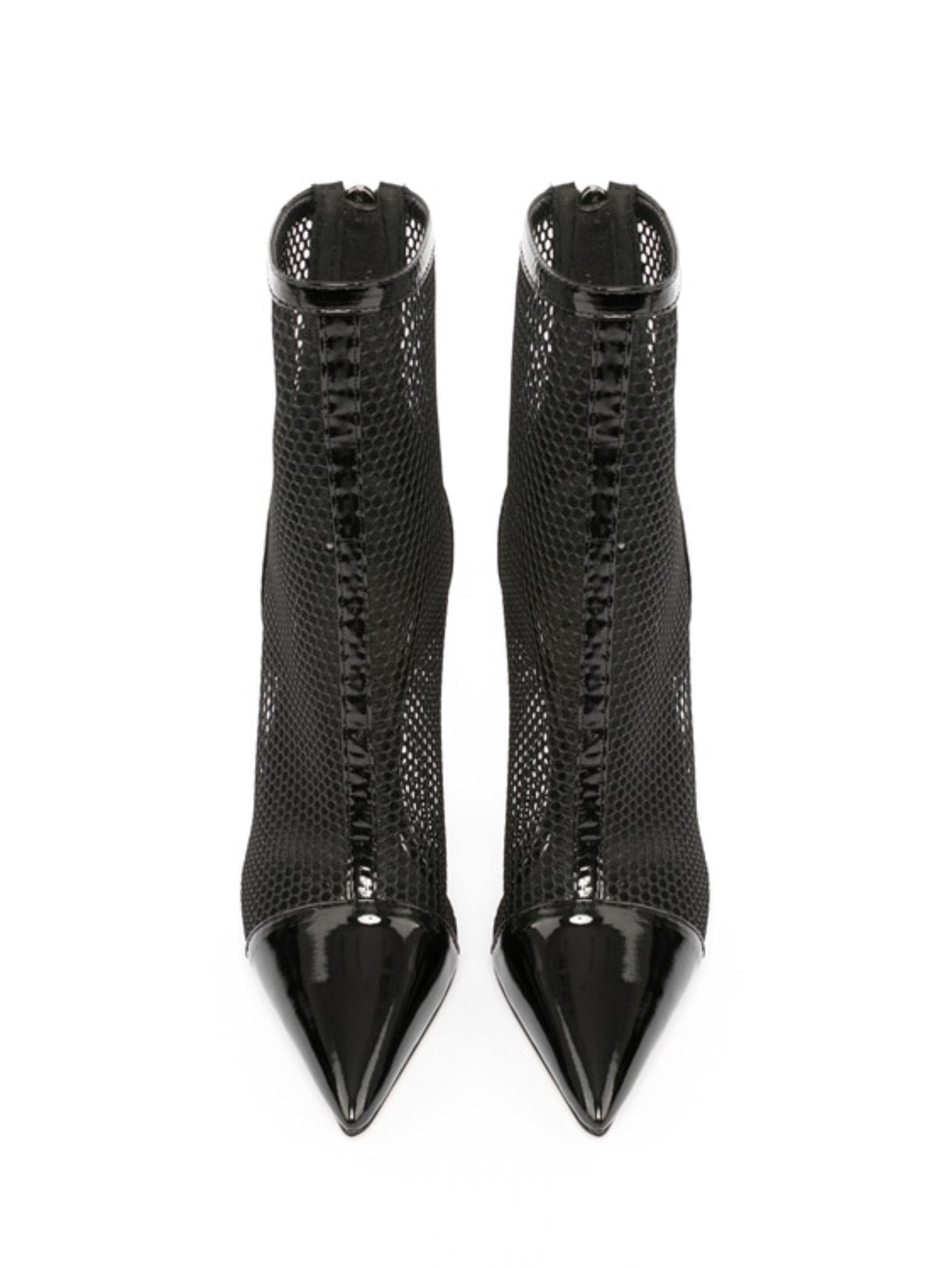 Black Fisnhet Pointed Toe Ankle Heeled Boots for Women