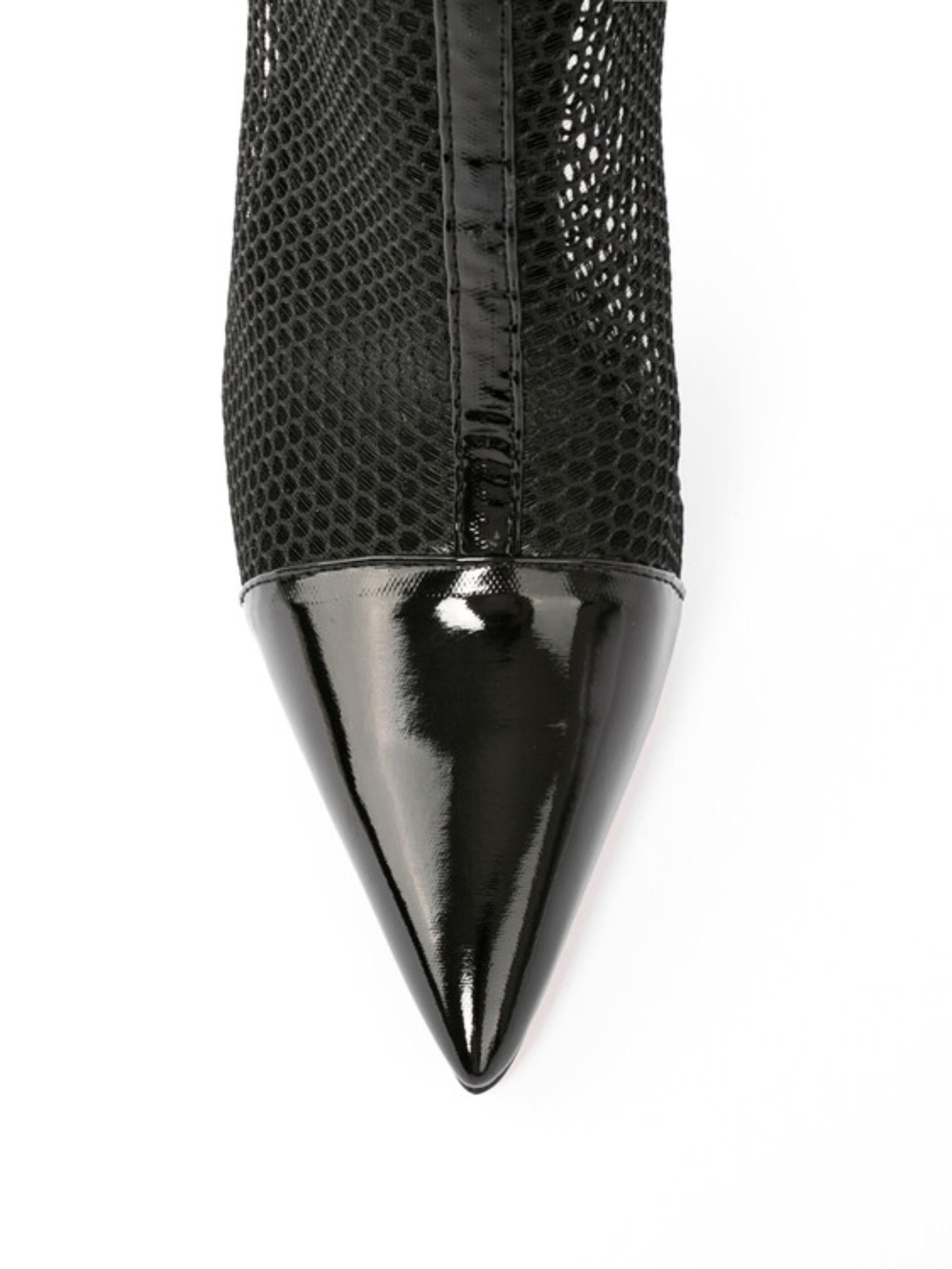 Black Fisnhet Pointed Toe Ankle Heeled Boots for Women