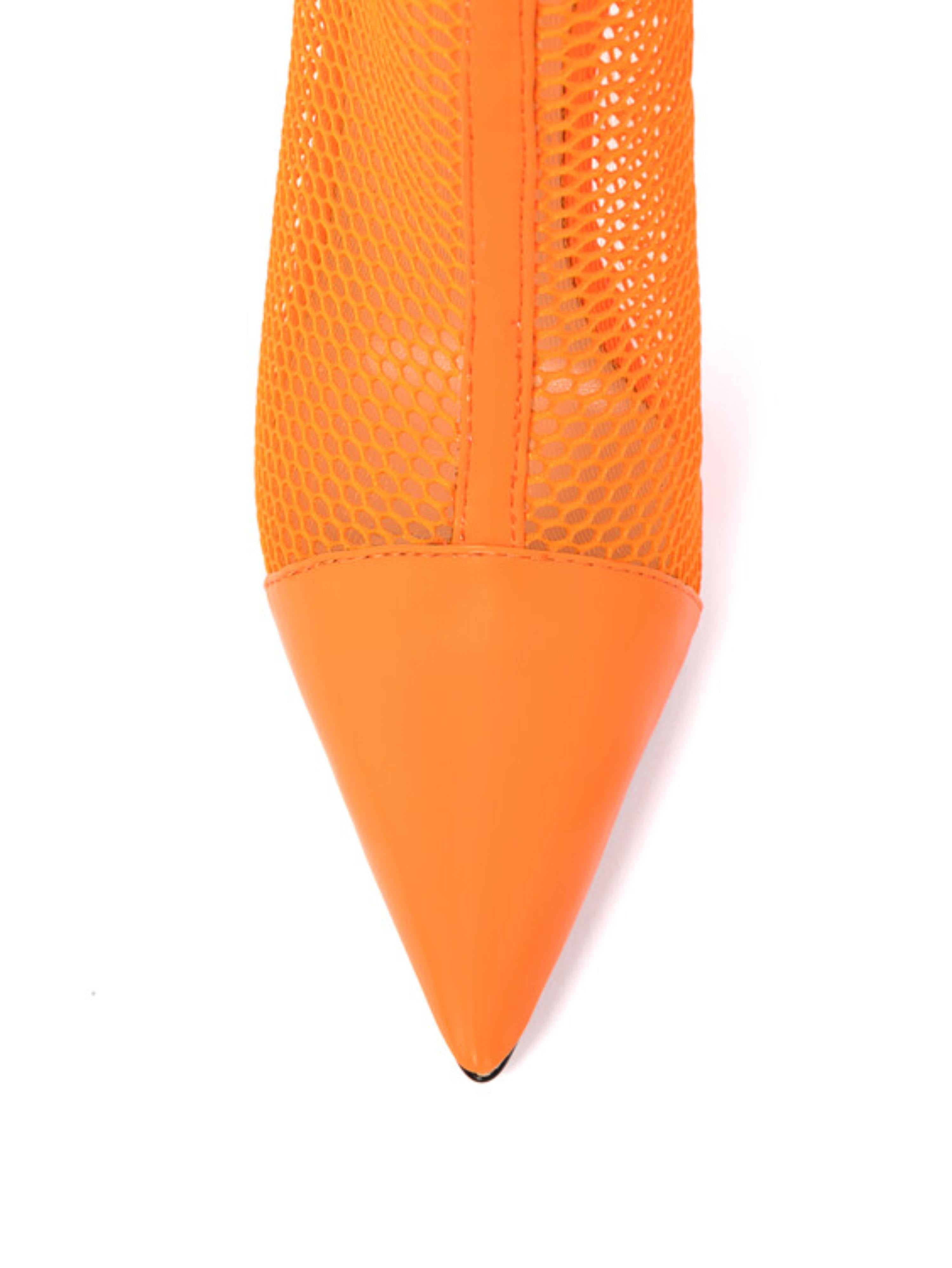 Vibrant Orange Ankle Heeled Boots for Women