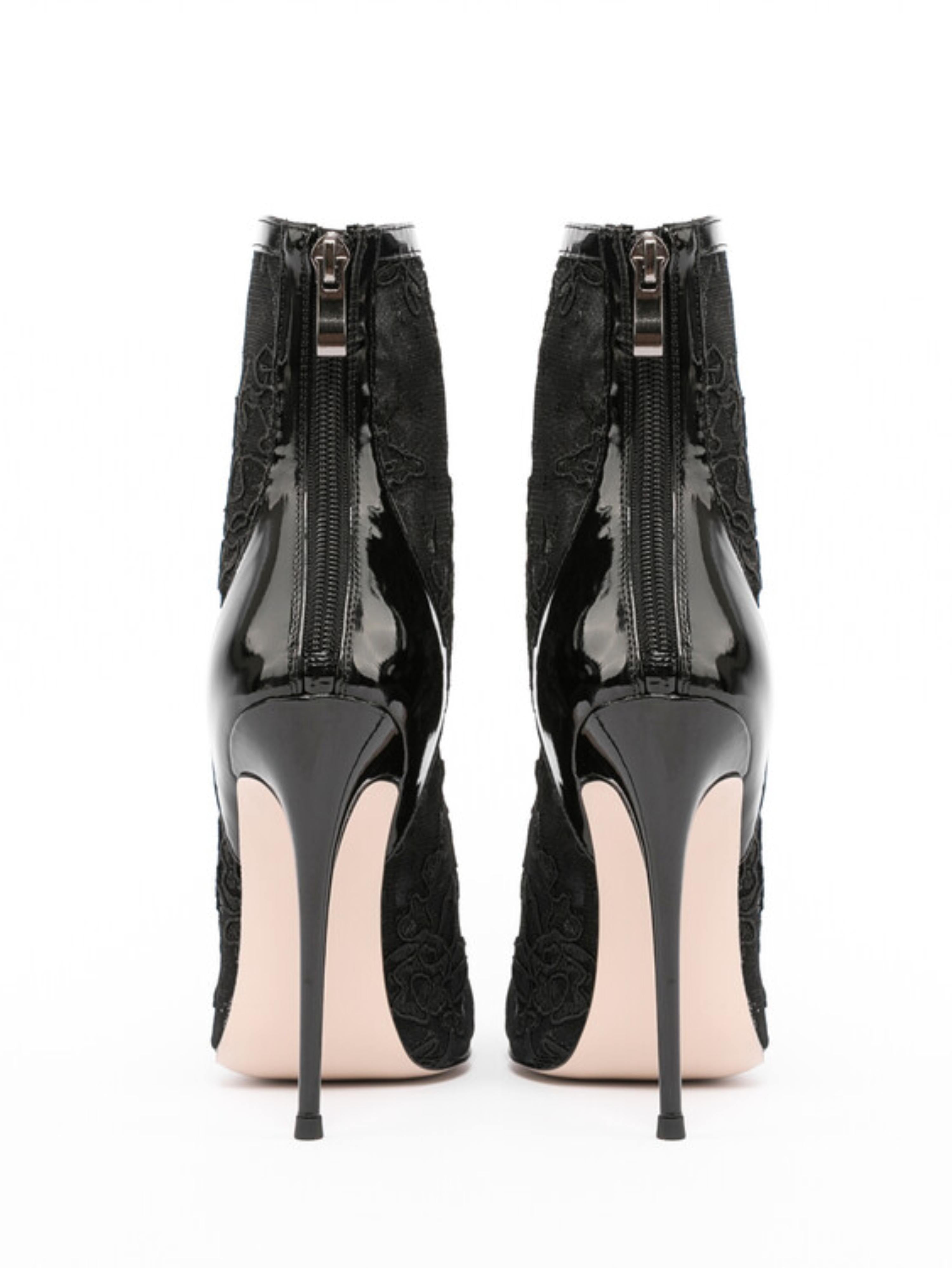 Black Breathable Pointed Toe High-Heel Ankle Boots for Women