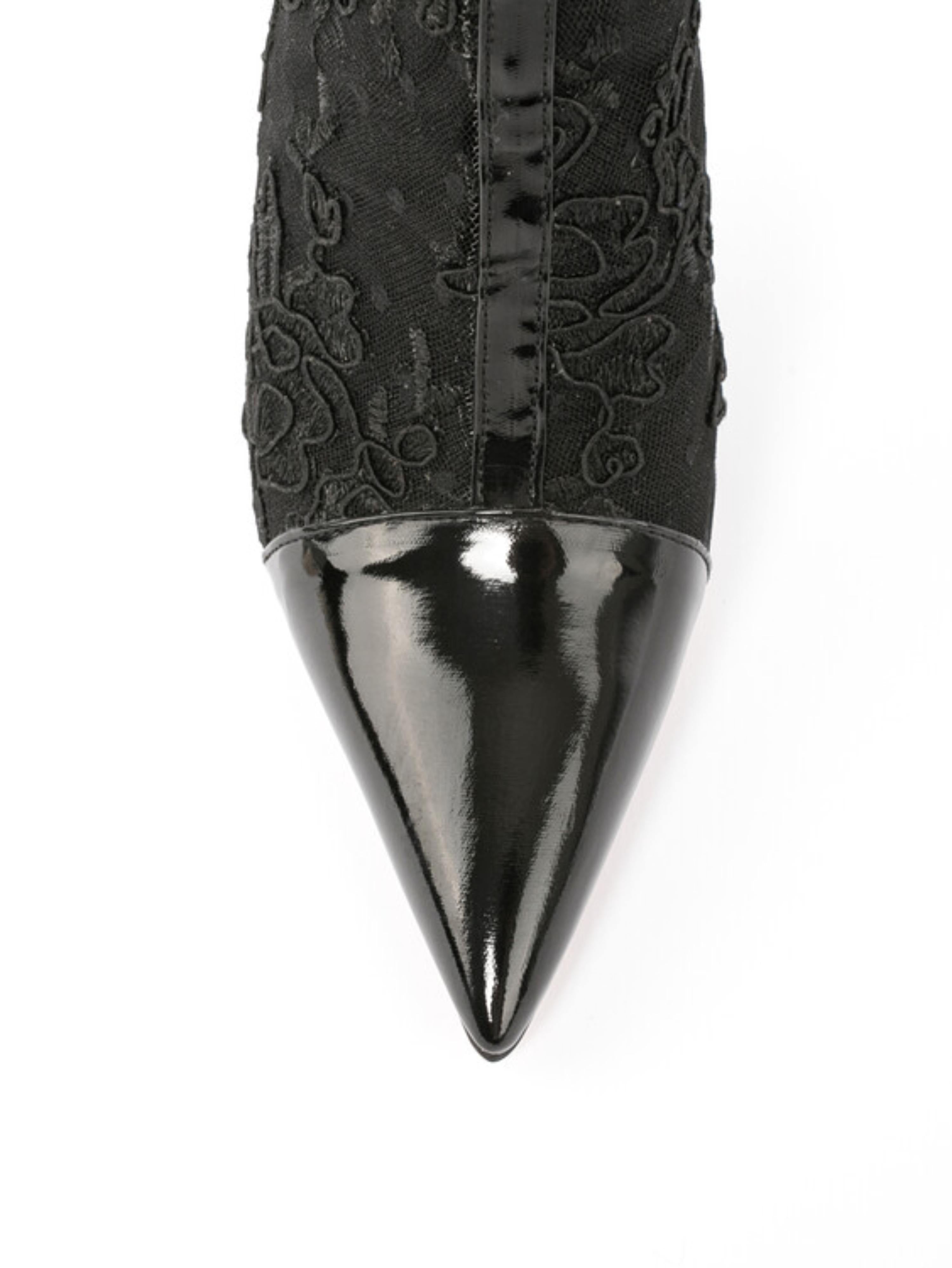 Black Breathable Pointed Toe High-Heel Ankle Boots for Women