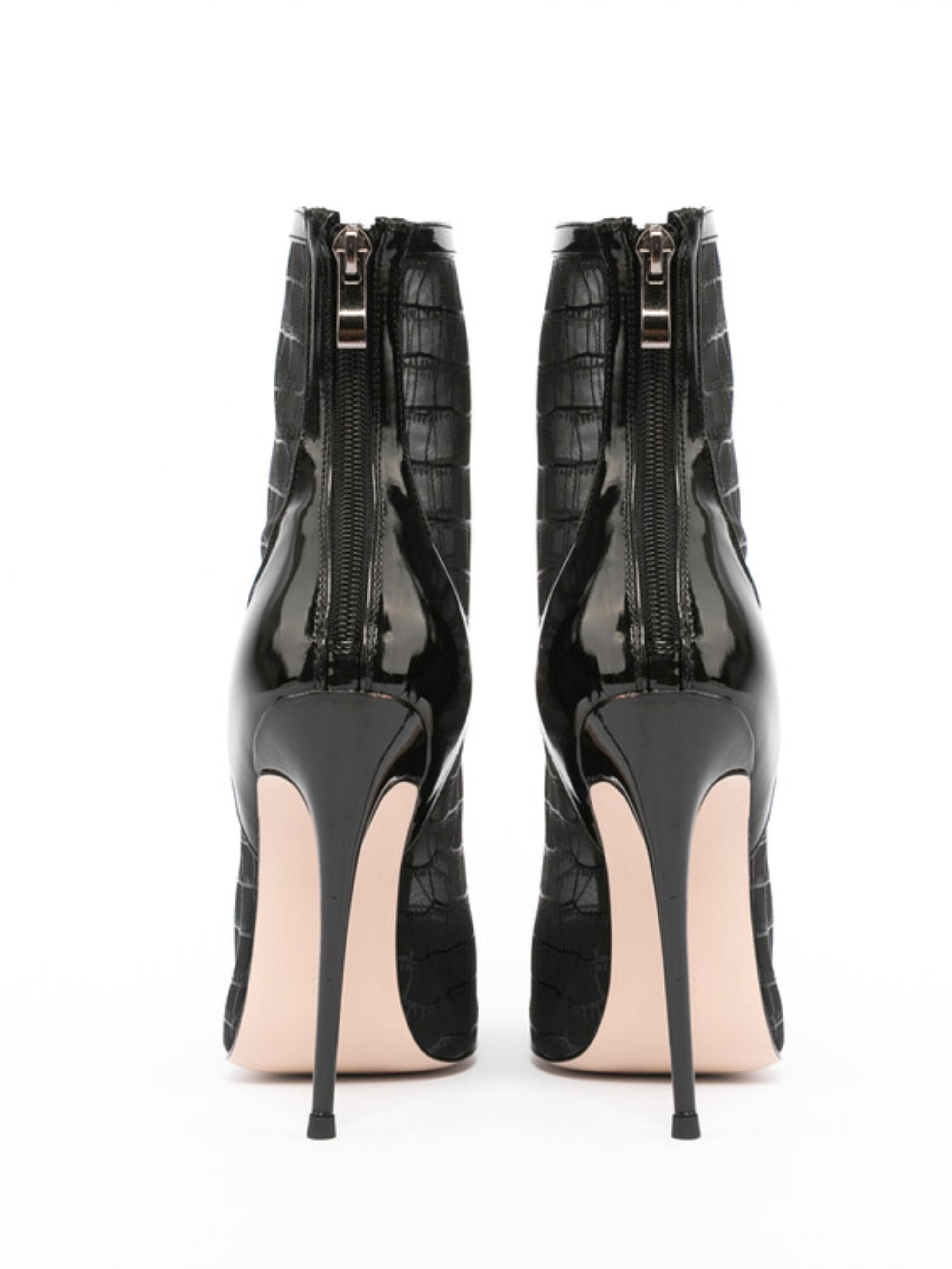 Black Mesh Stiletto High Heeled Ankle Boots for Women