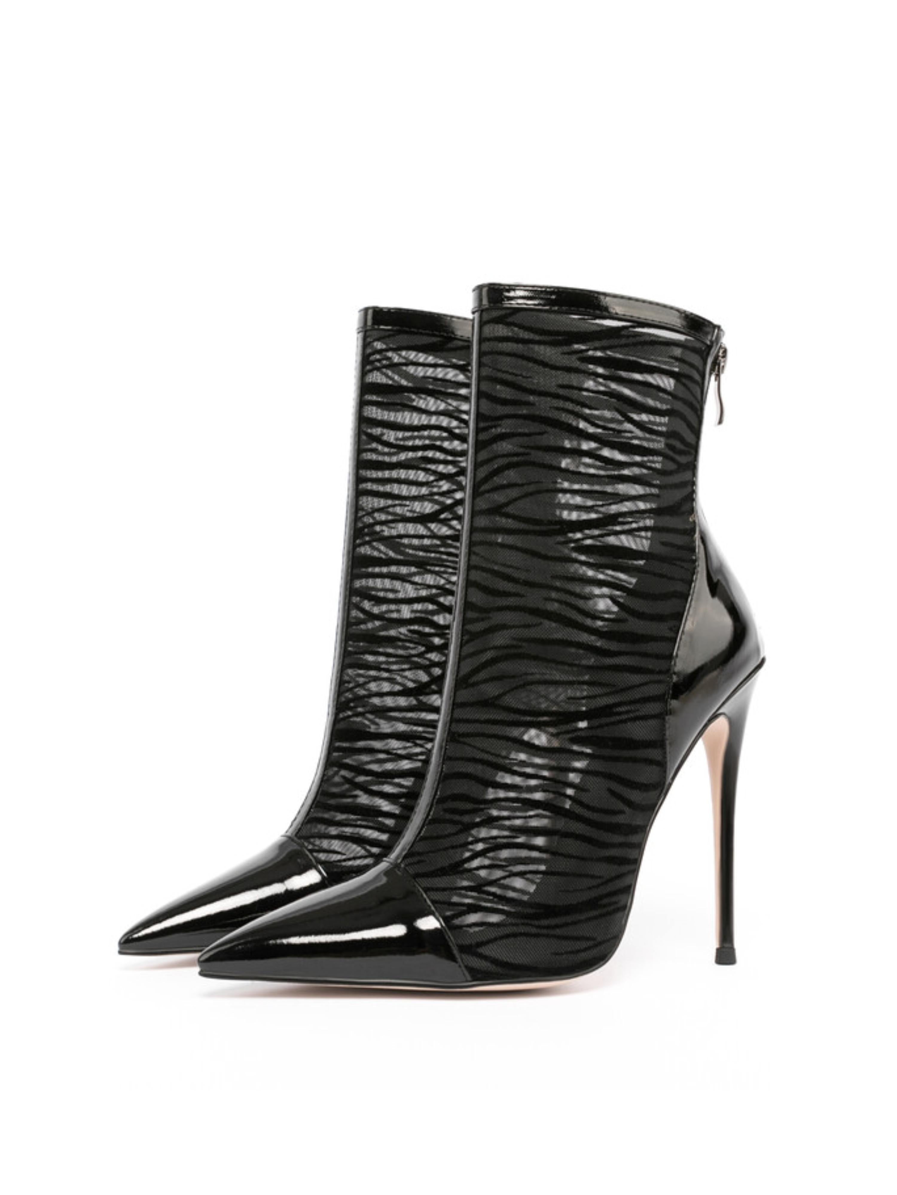 Elegant Black Ankle Boots with High Stiletto Heels