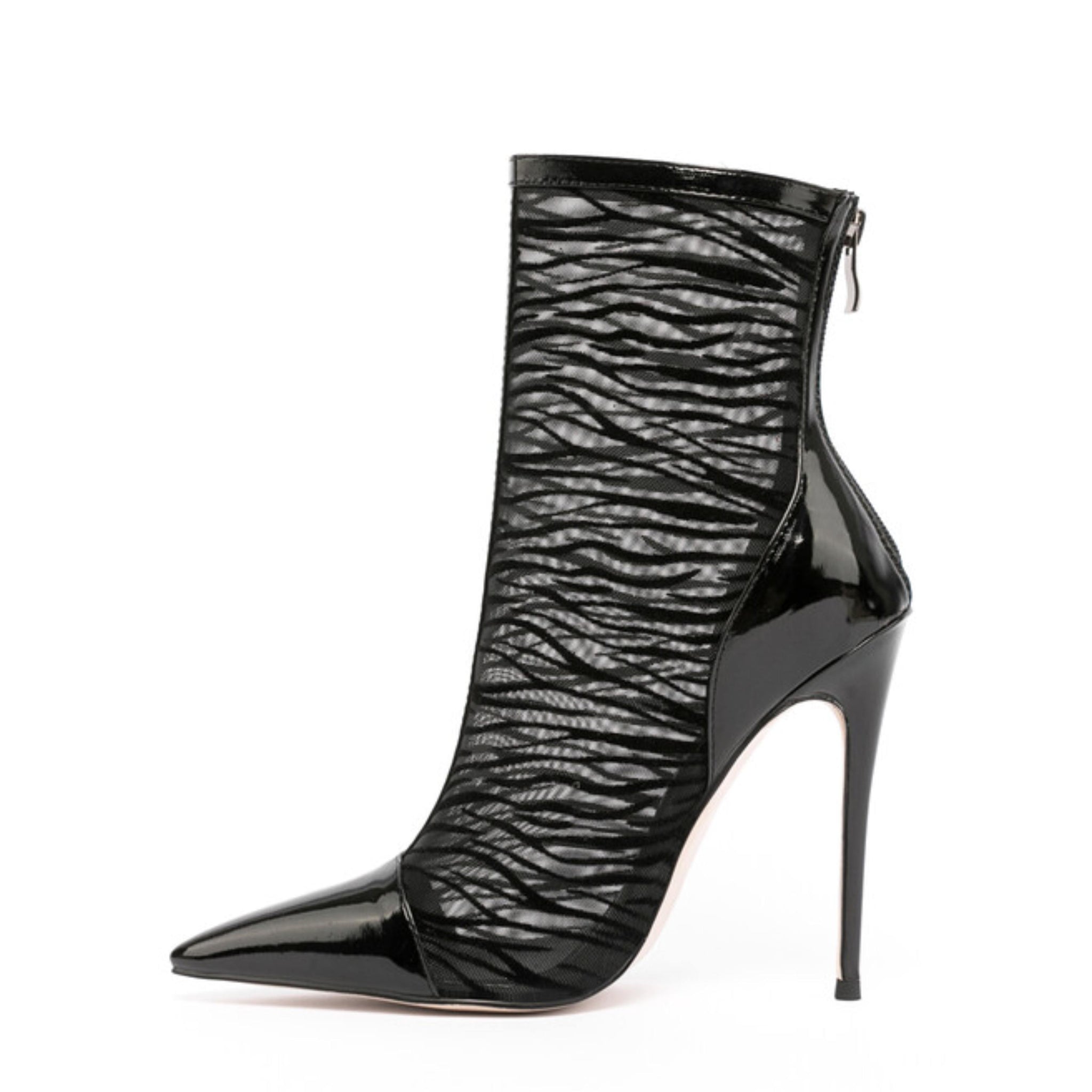 Elegant Black Ankle Boots with High Stiletto Heels