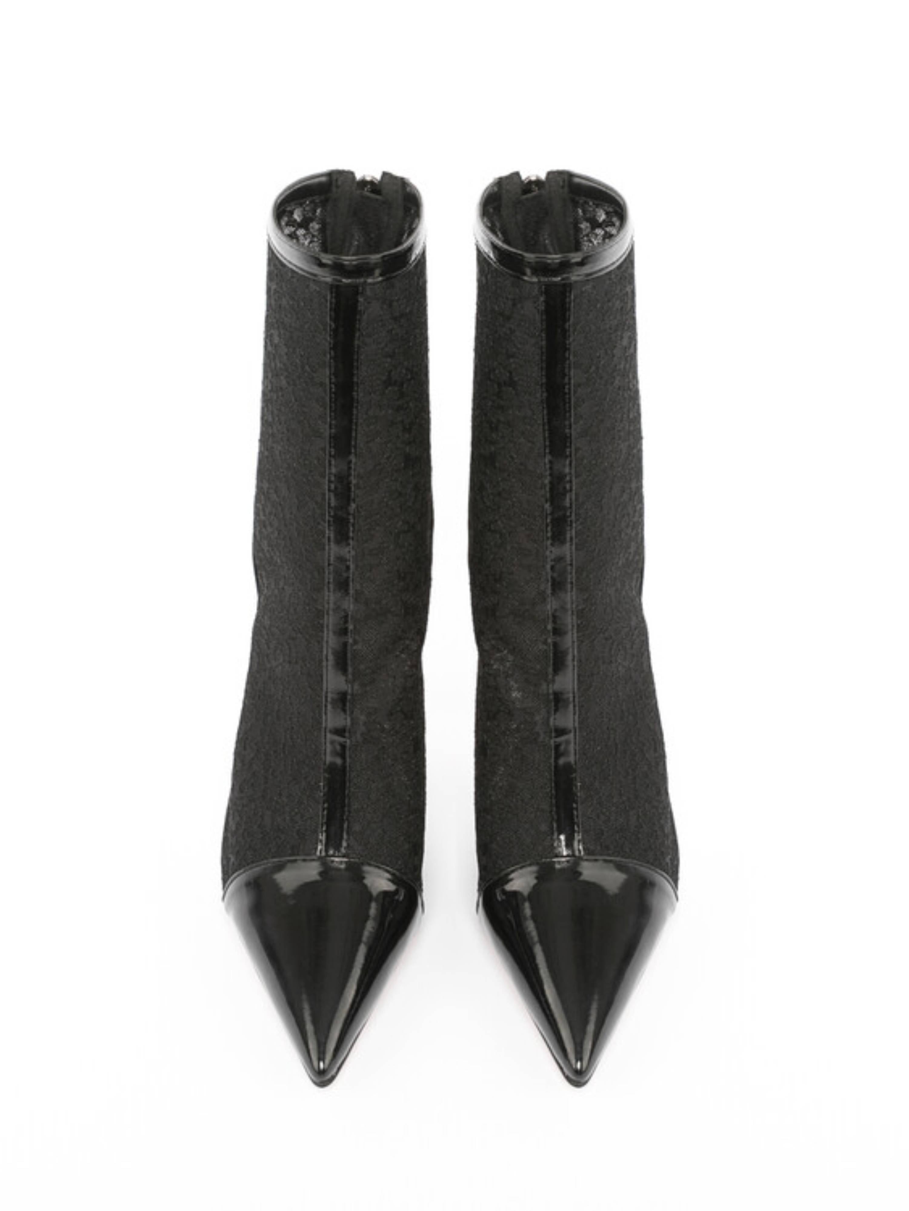 Women‘s Black Mesh Ankle Boots with High Heels